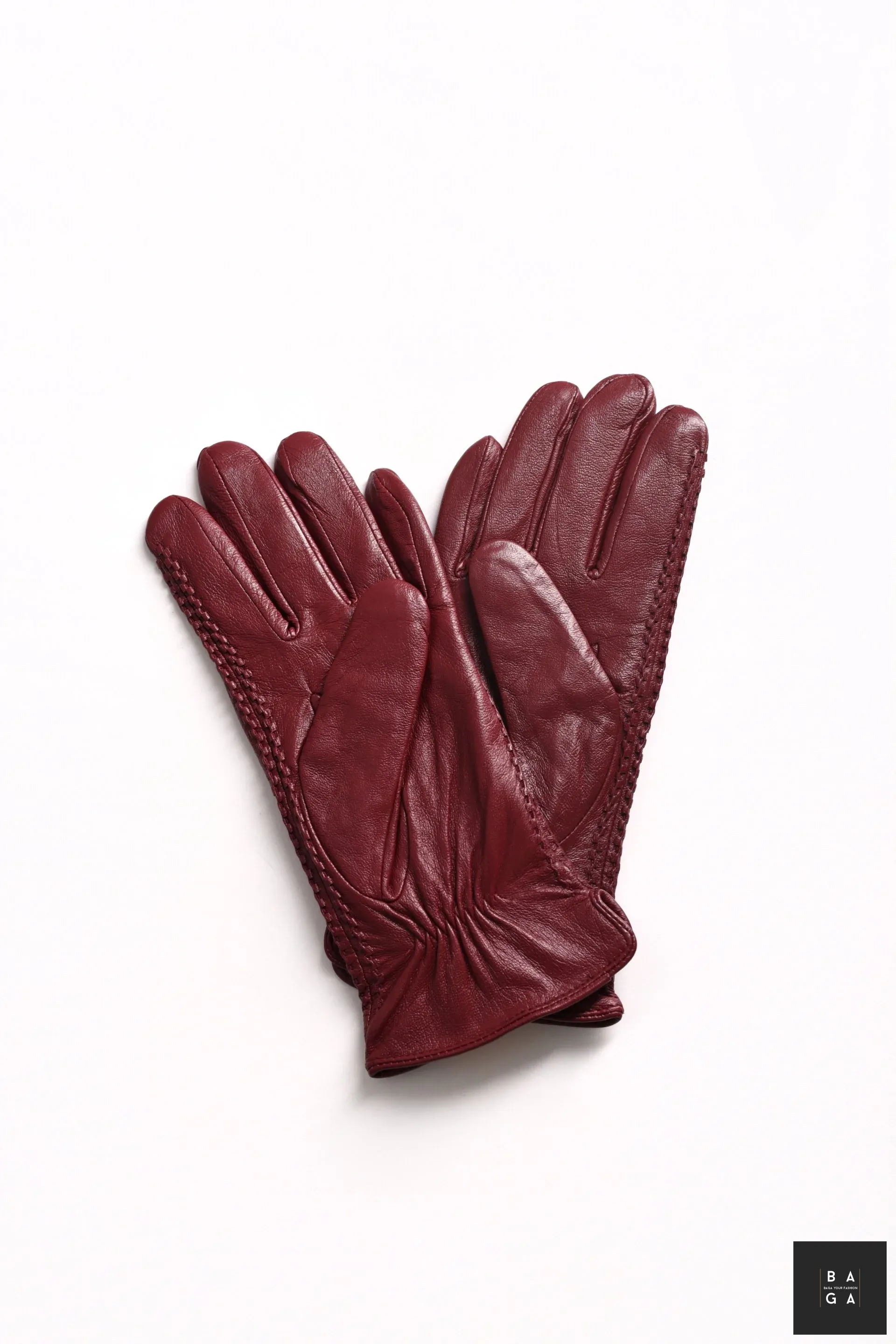 Ръкавици Дамски ръкавици от естествена кожа в тъмно червен цвят