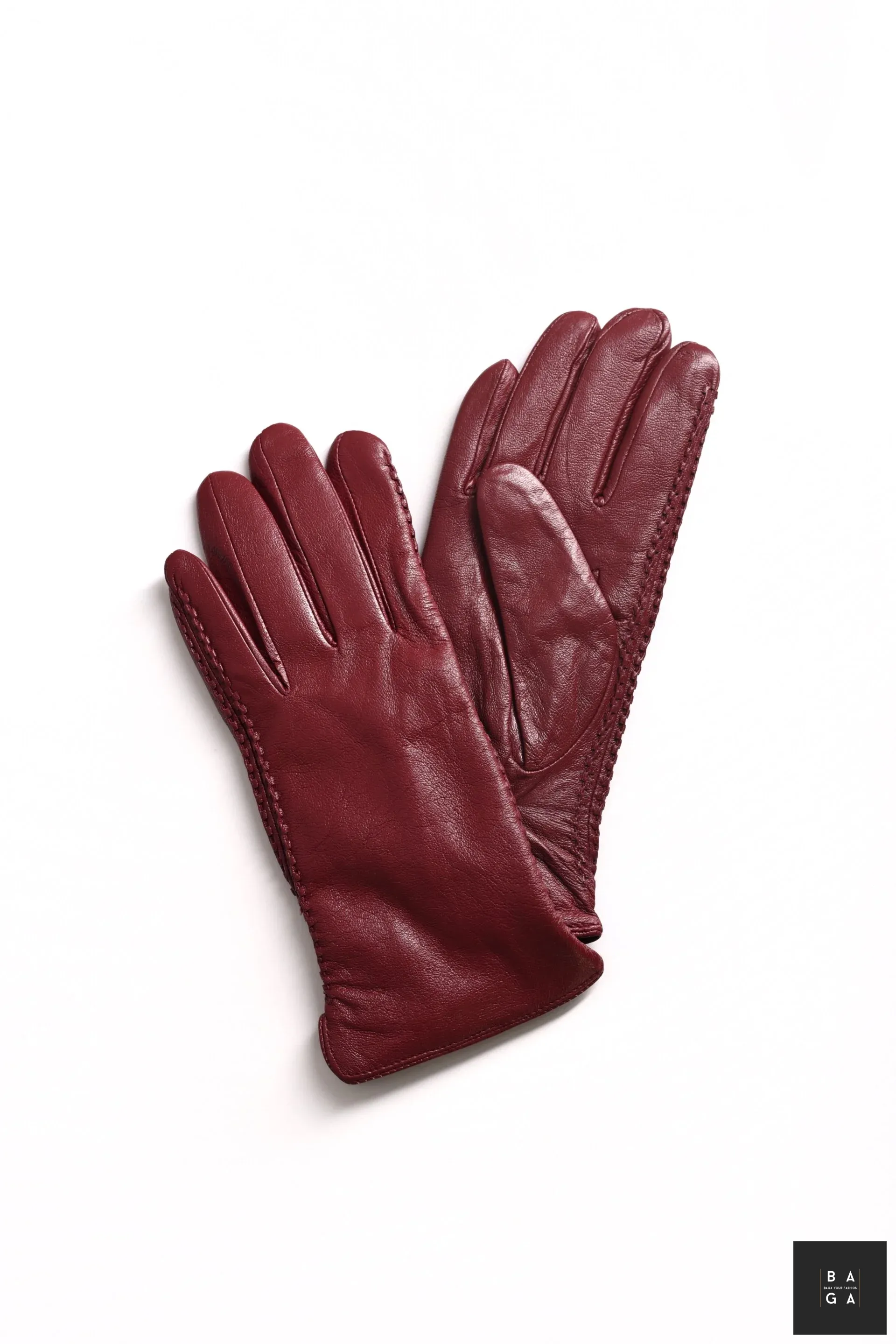 Ръкавици Дамски ръкавици от естествена кожа в тъмно червен цвят