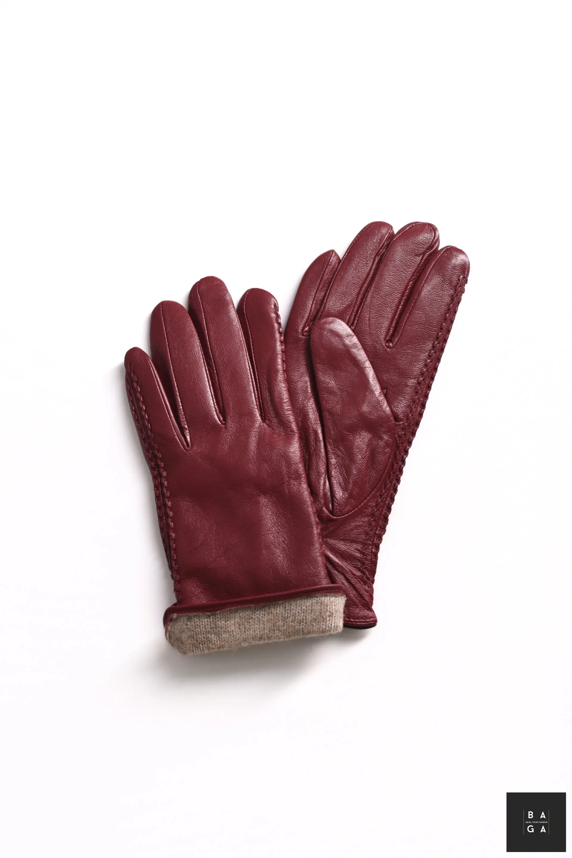 Ръкавици Дамски ръкавици от естествена кожа в тъмно червен цвят