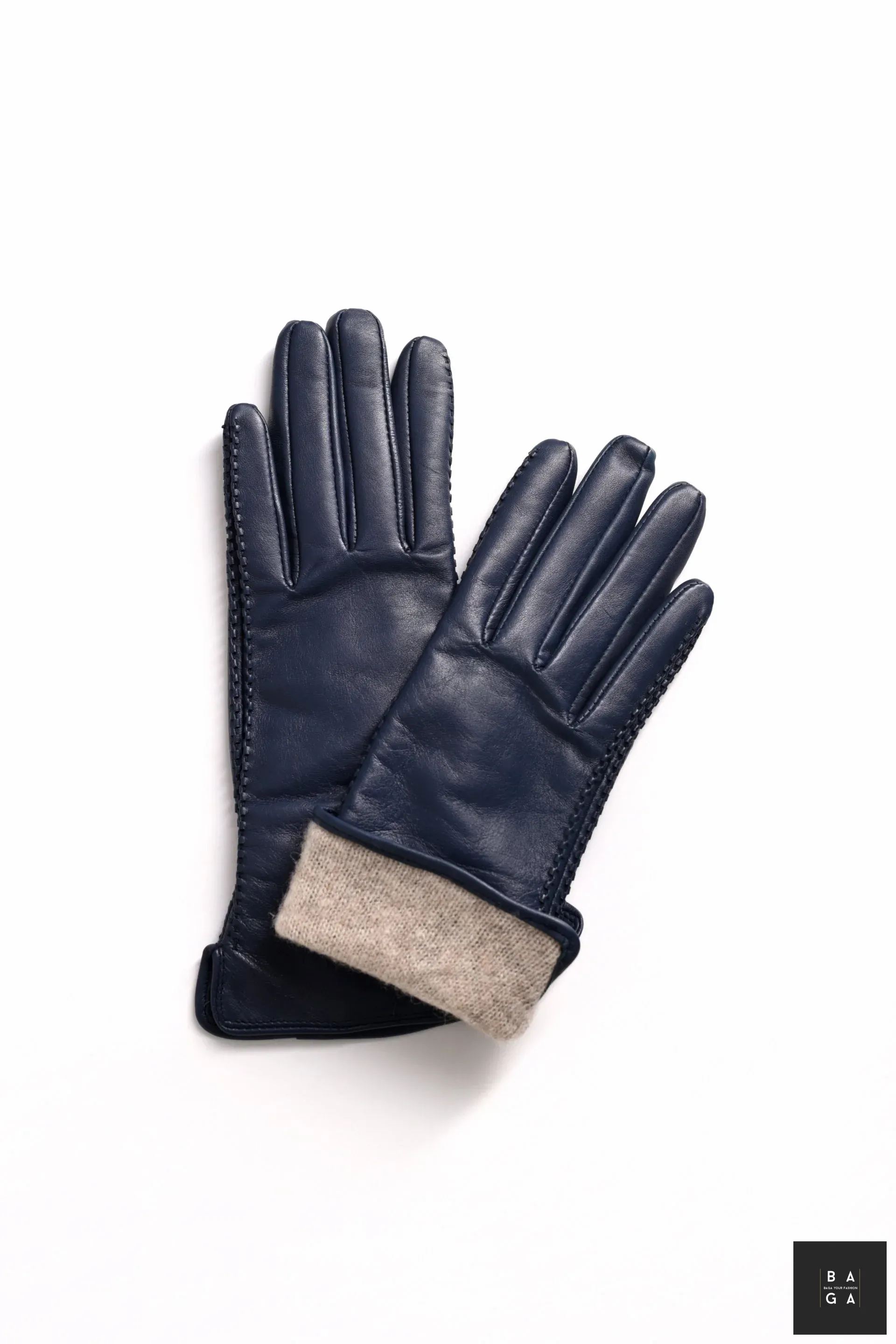 Ръкавици Дамски ръкавици от естествена кожа в тъмно син цвят