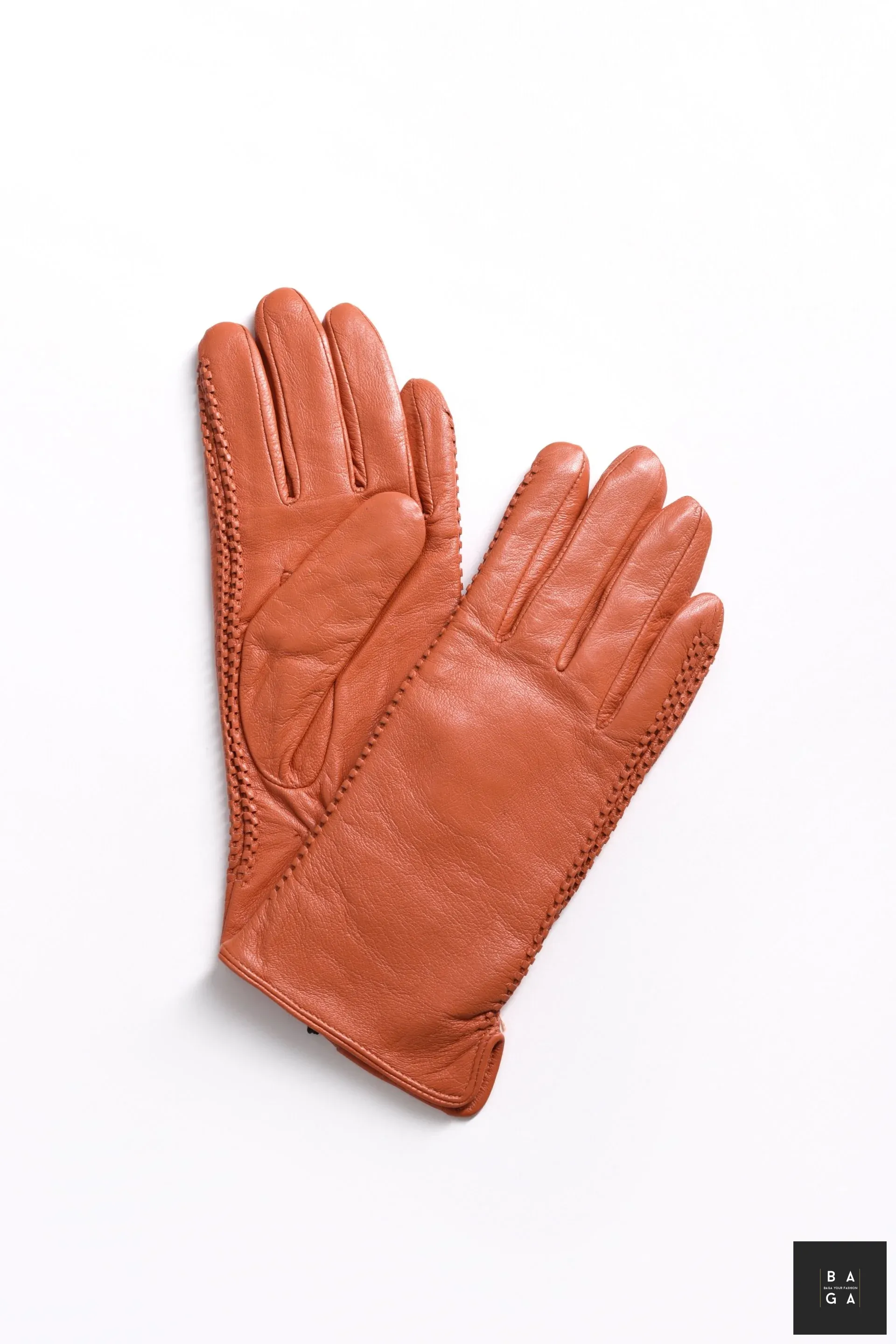 Ръкавици Дамски ръкавици от естествена кожа в оранжев цвят