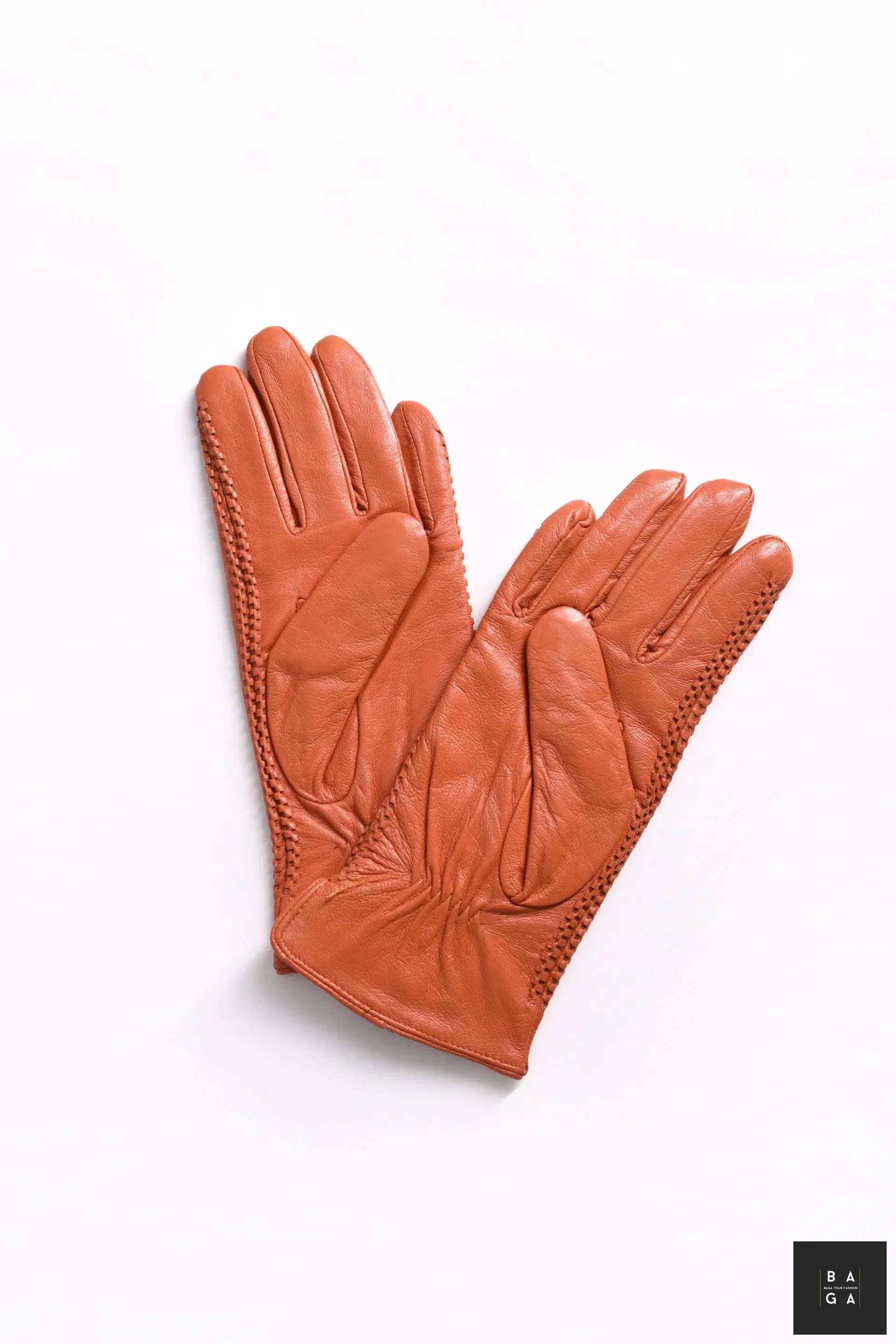 Ръкавици Дамски ръкавици от естествена кожа в оранжев цвят