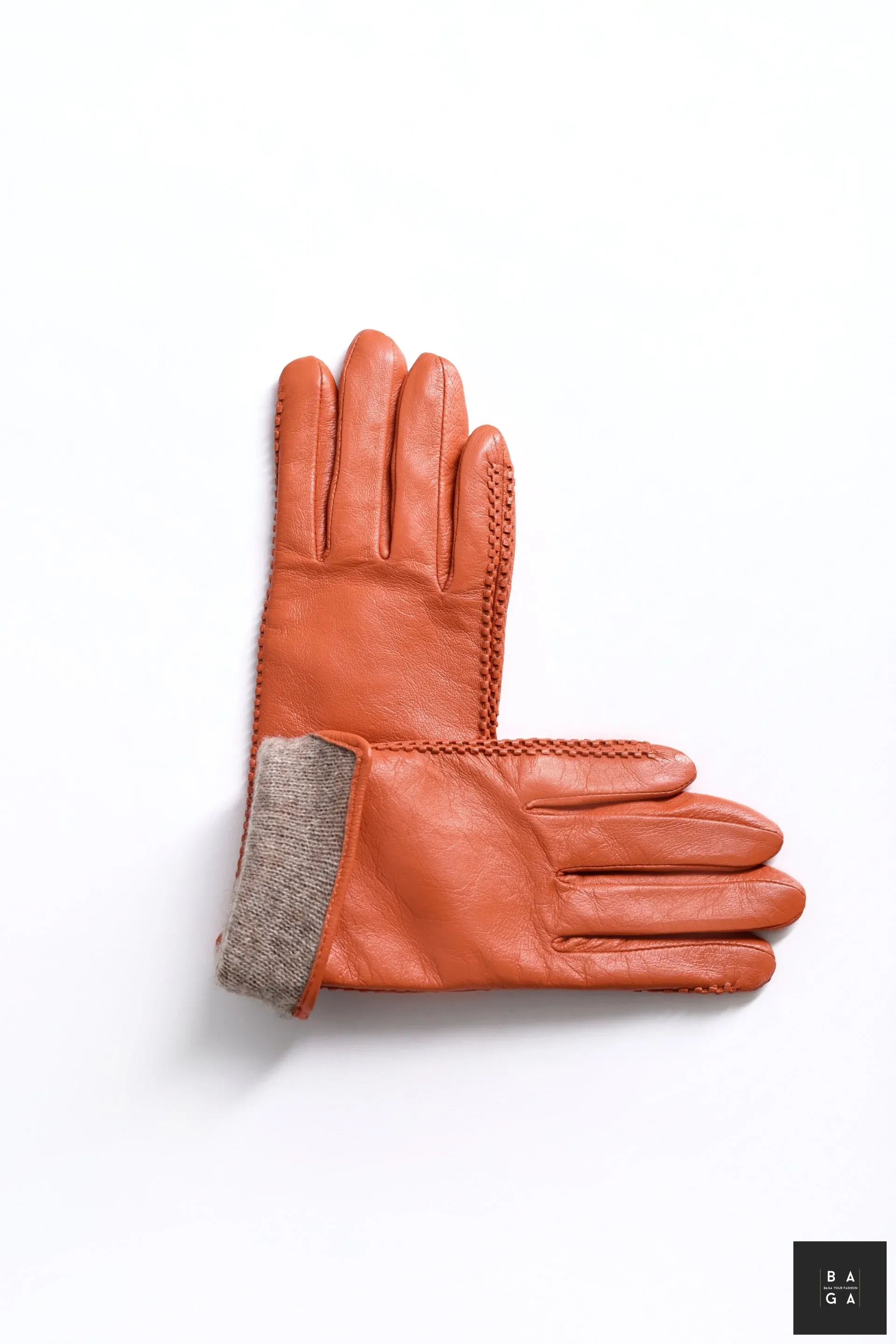 Ръкавици Дамски ръкавици от естествена кожа в оранжев цвят