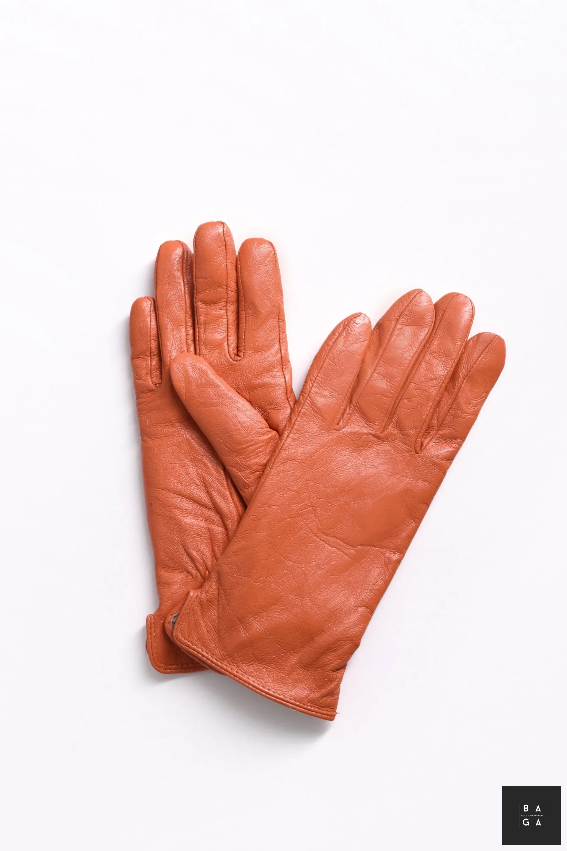 Ръкавици Дамски ръкавици от естествена кожа в оранжев цвят