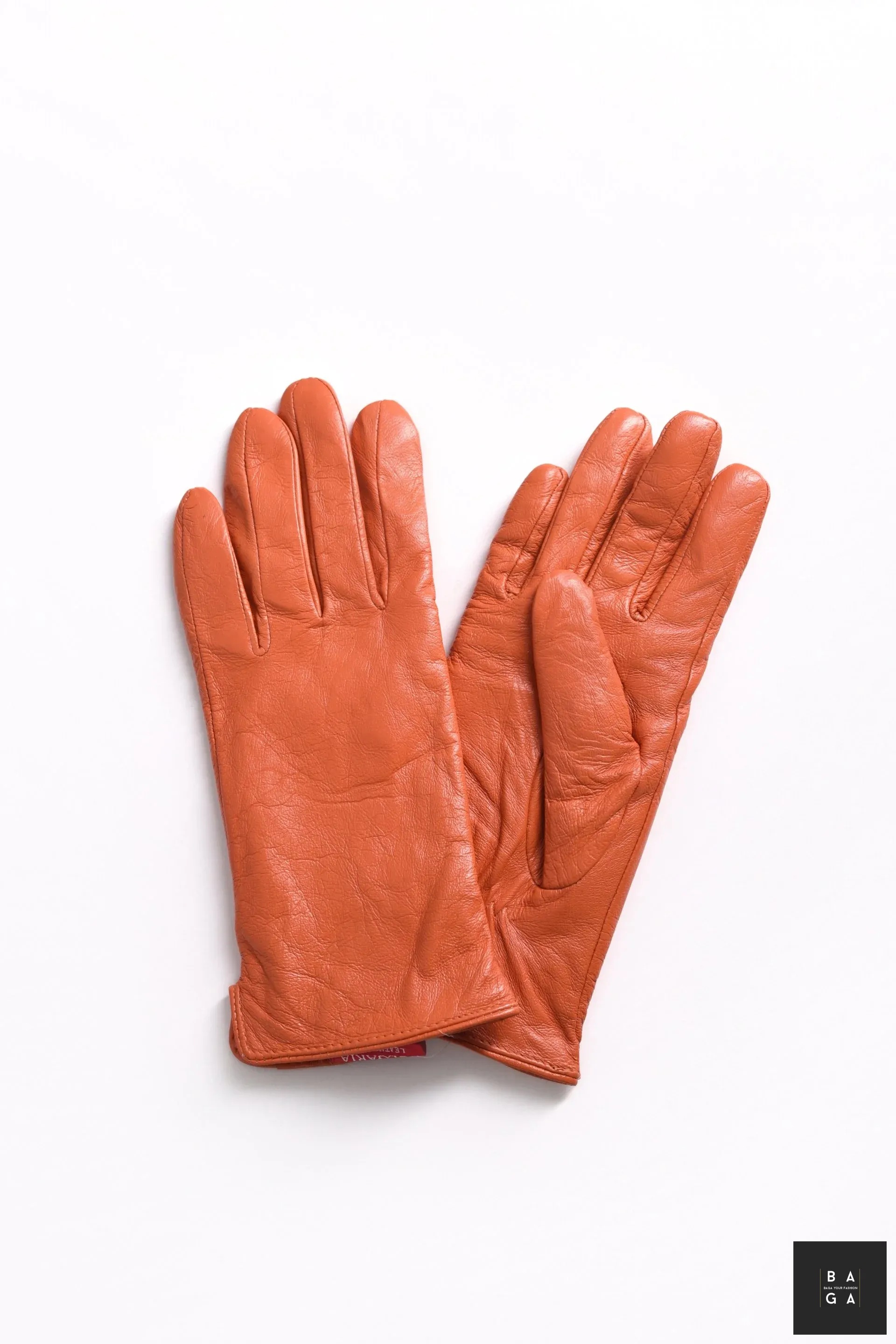 Ръкавици Дамски ръкавици от естествена кожа в оранжев цвят