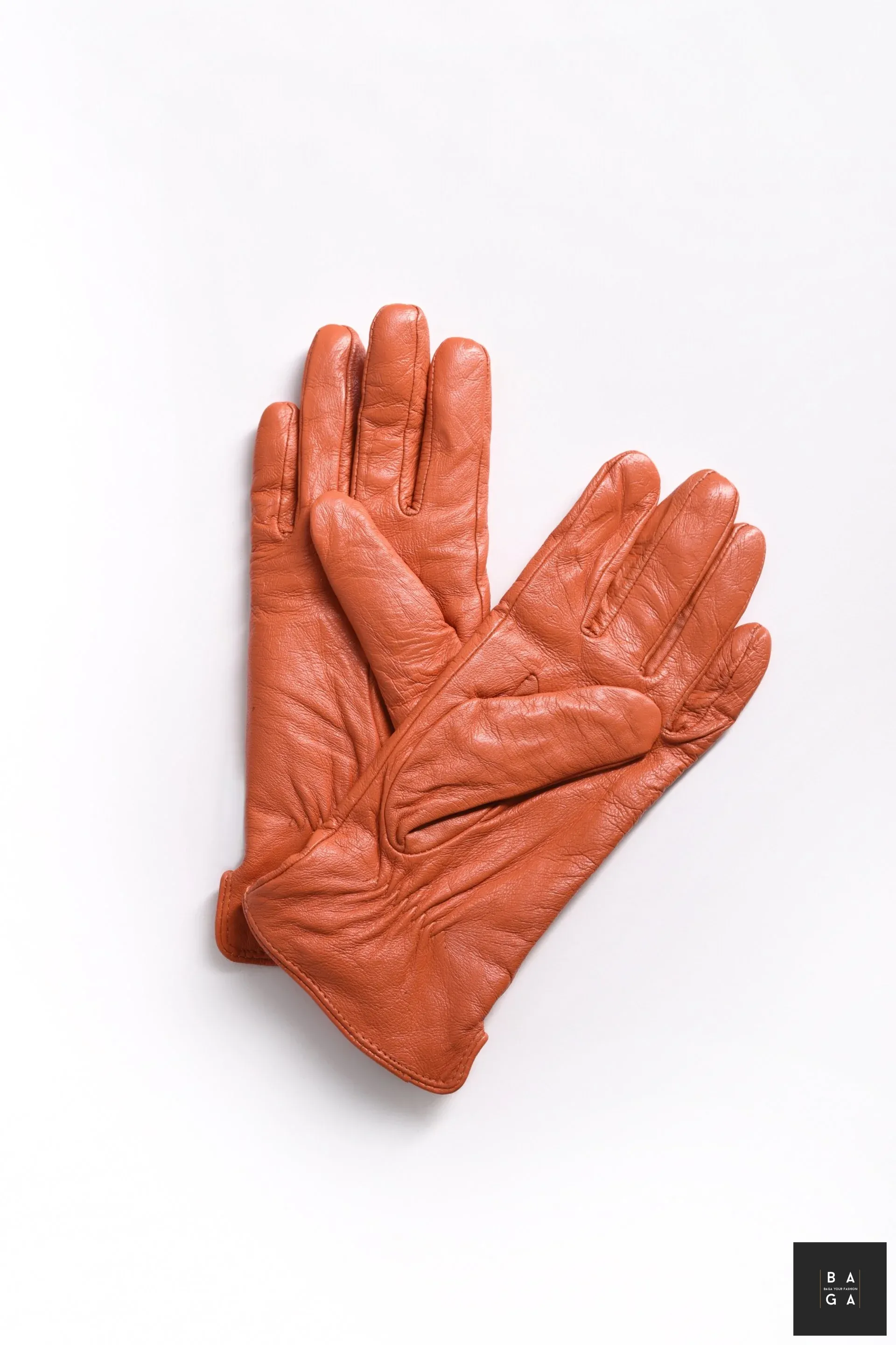 Ръкавици Дамски ръкавици от естествена кожа в оранжев цвят
