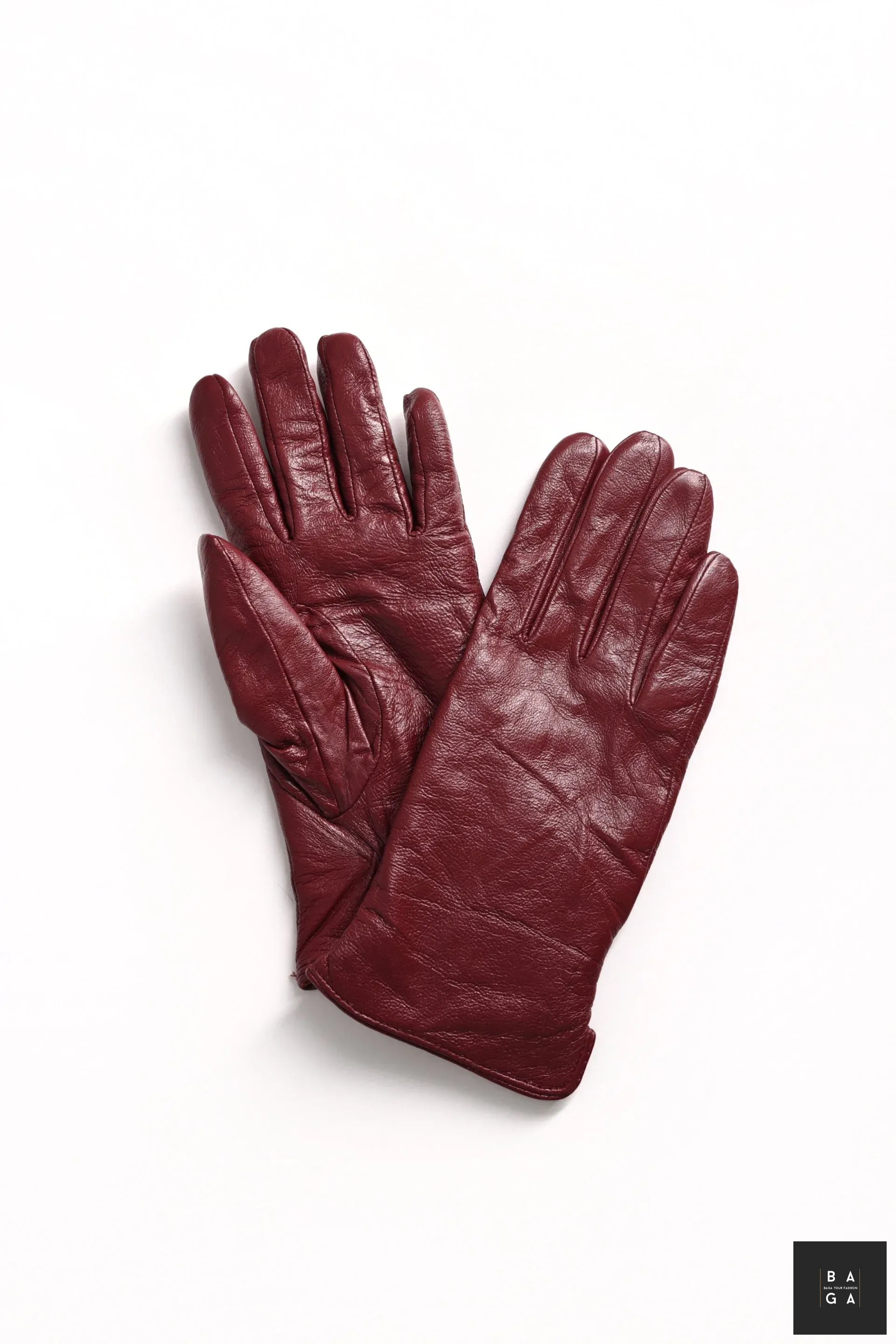 Ръкавици Дамски ръкавици от естествена кожа в тъмно червен цвят