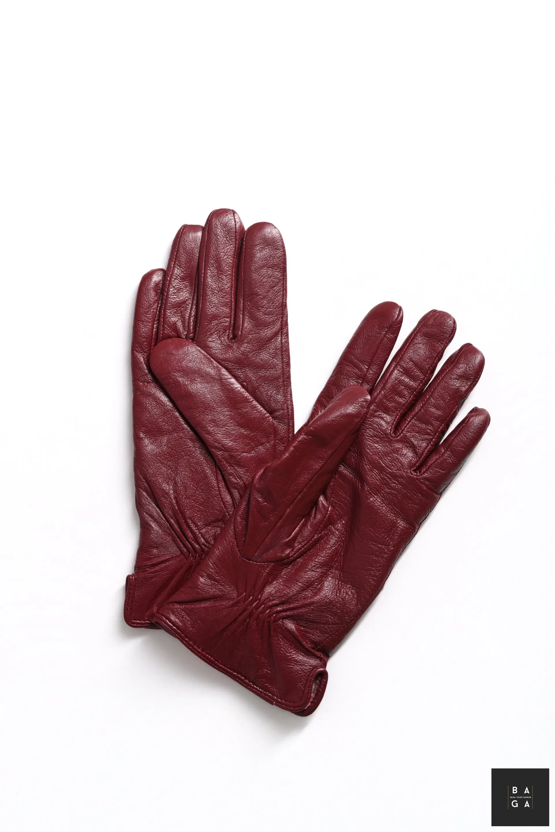 Ръкавици Дамски ръкавици от естествена кожа в тъмно червен цвят