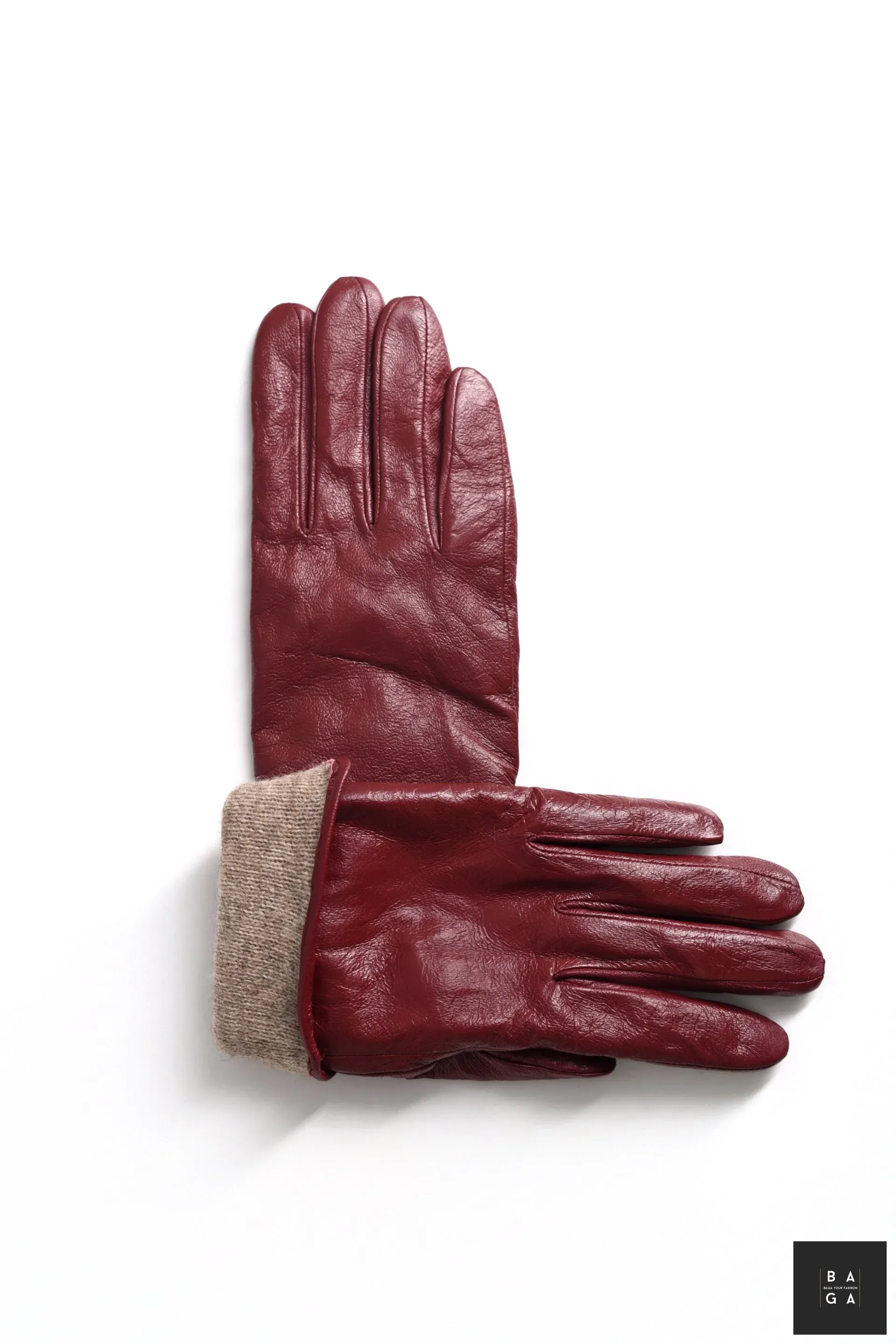 Ръкавици Дамски ръкавици от естествена кожа в тъмно червен цвят