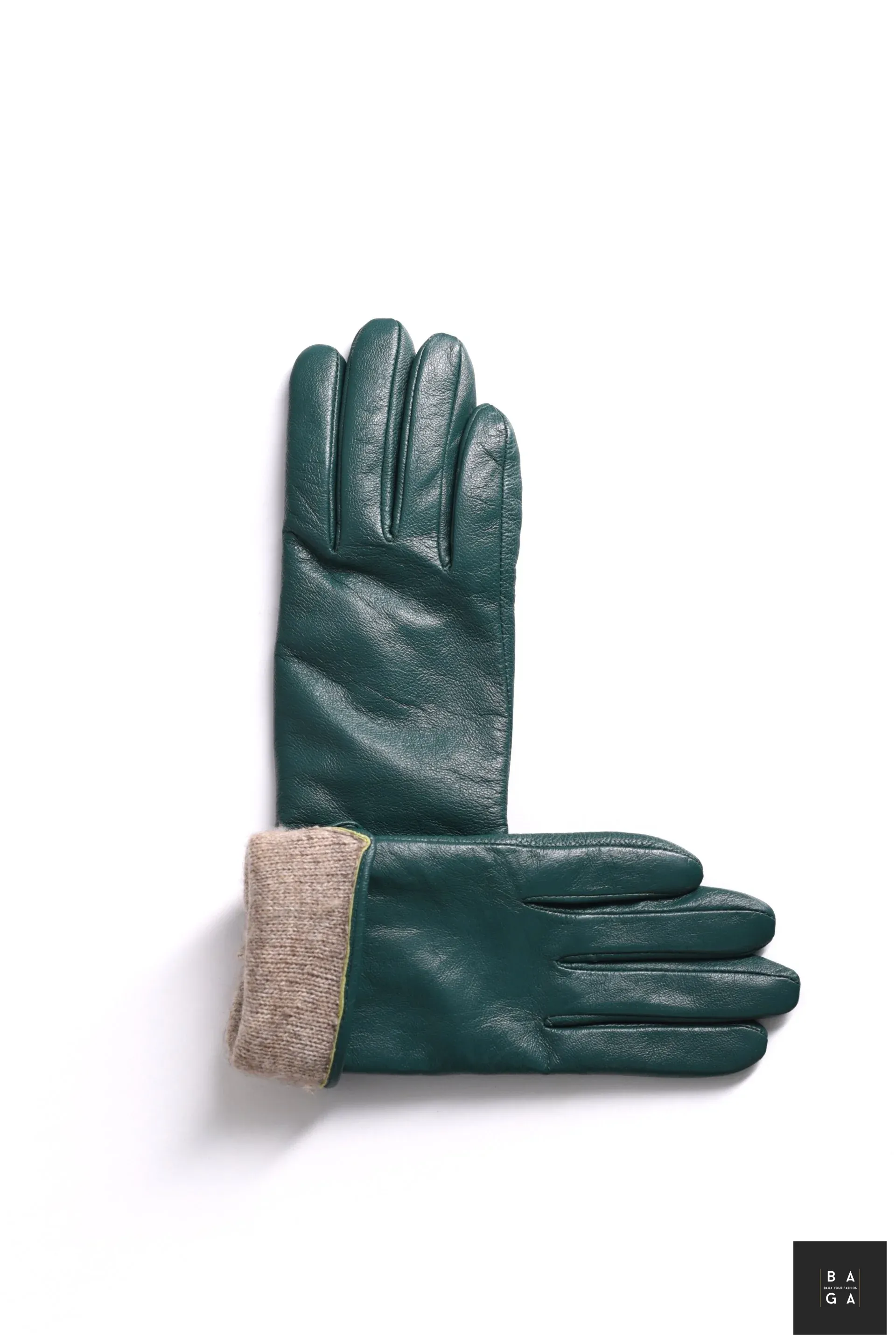 Ръкавици Дамски ръкавици от естествена кожа в тъмно зелен цвят