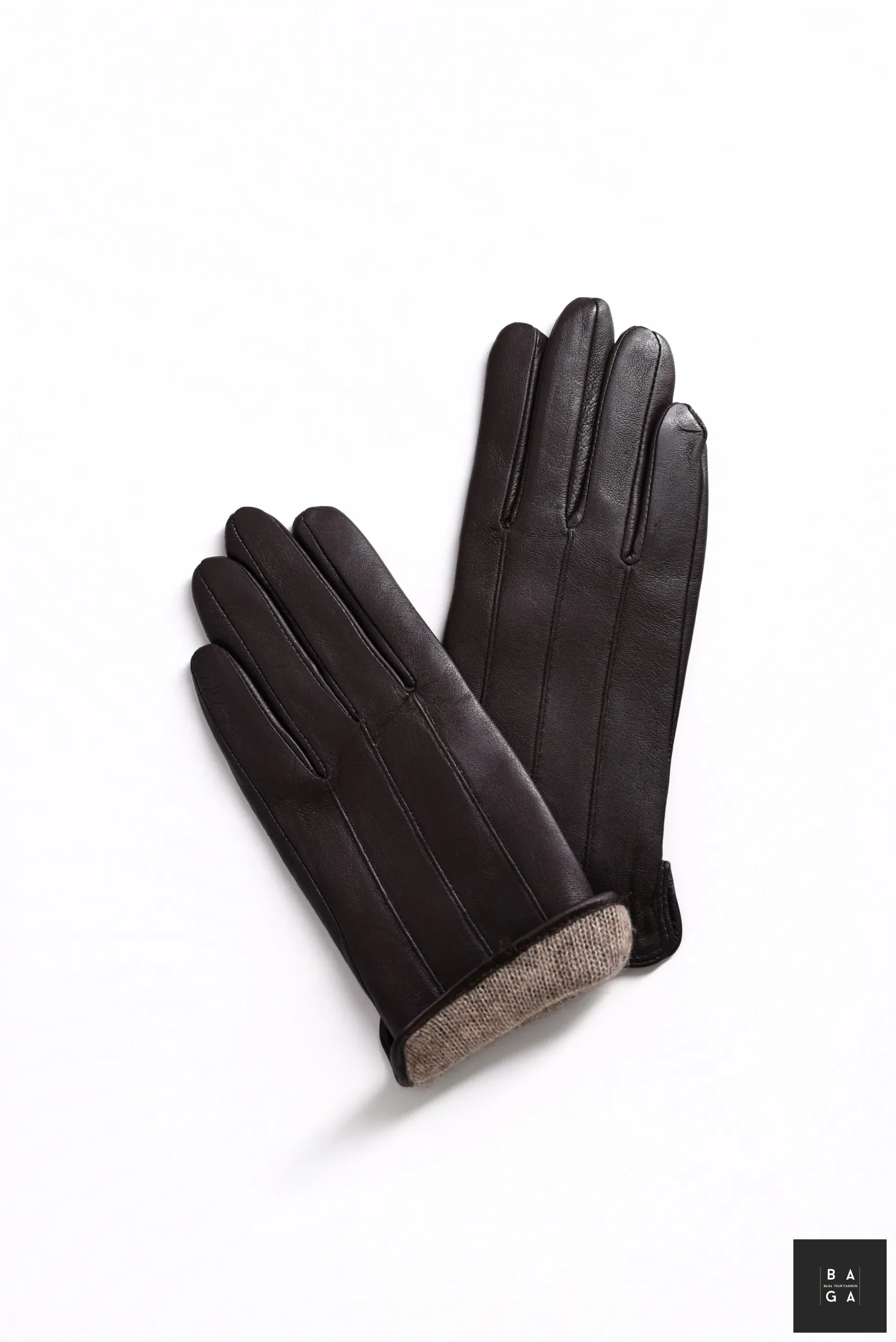 Ръкавици Дамски ръкавици от естествена кожа в тъмно кафяв цвят