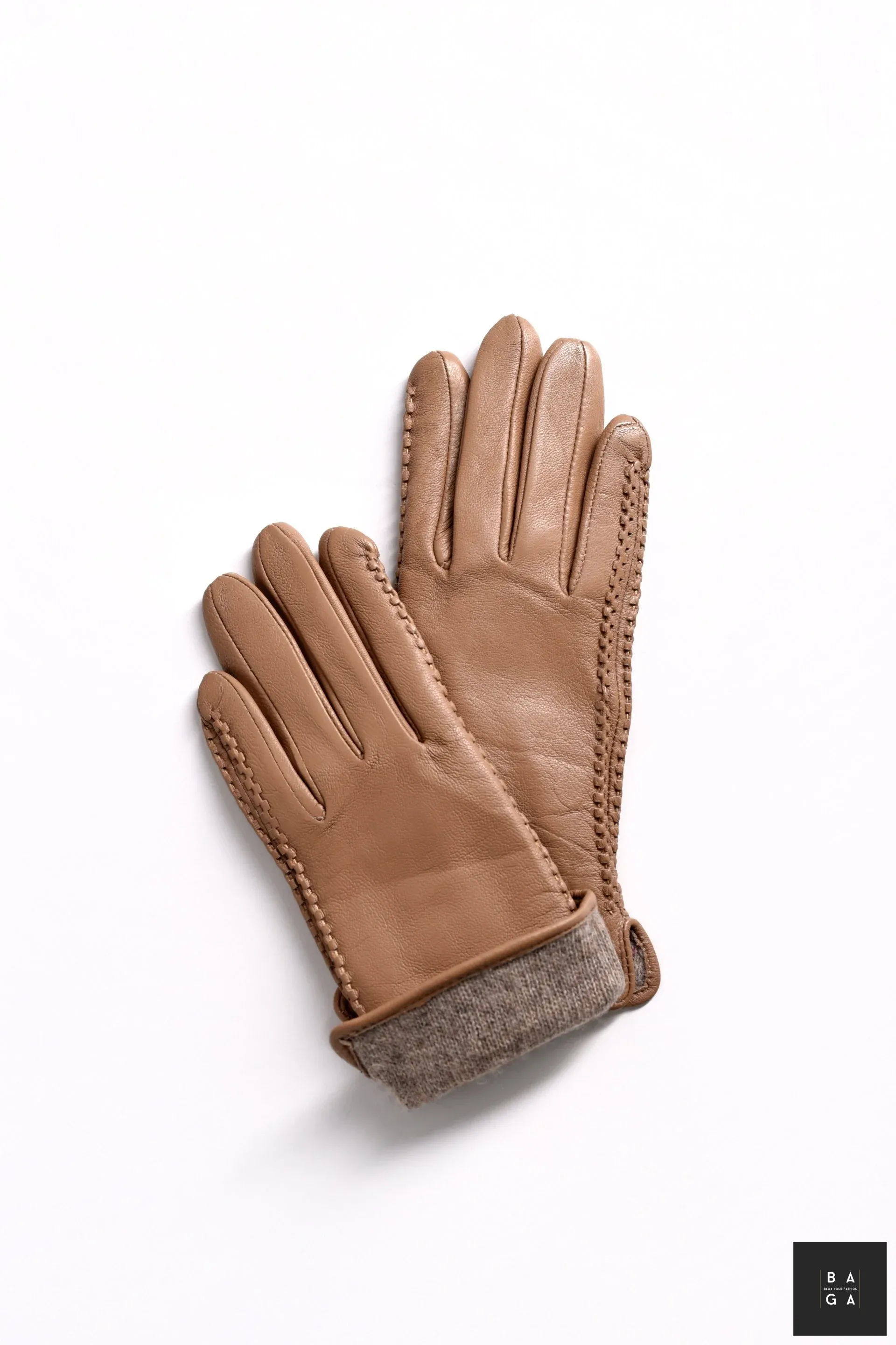 Ръкавици Дамски ръкавици от естествена кожа в бежов цвят