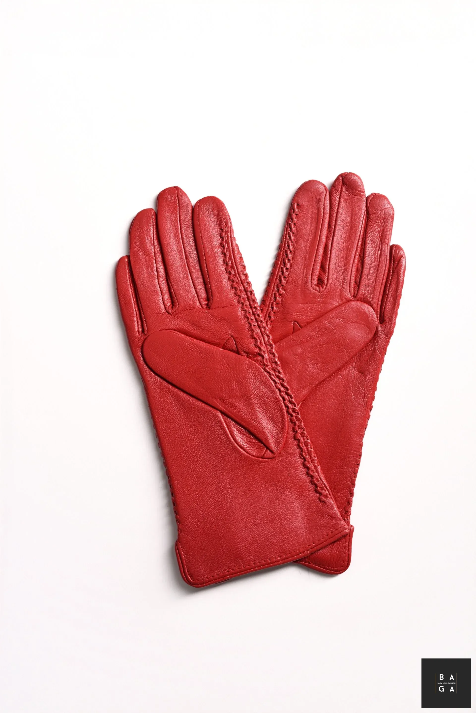 Ръкавици Дамски ръкавици от естествена кожа в червен цвят