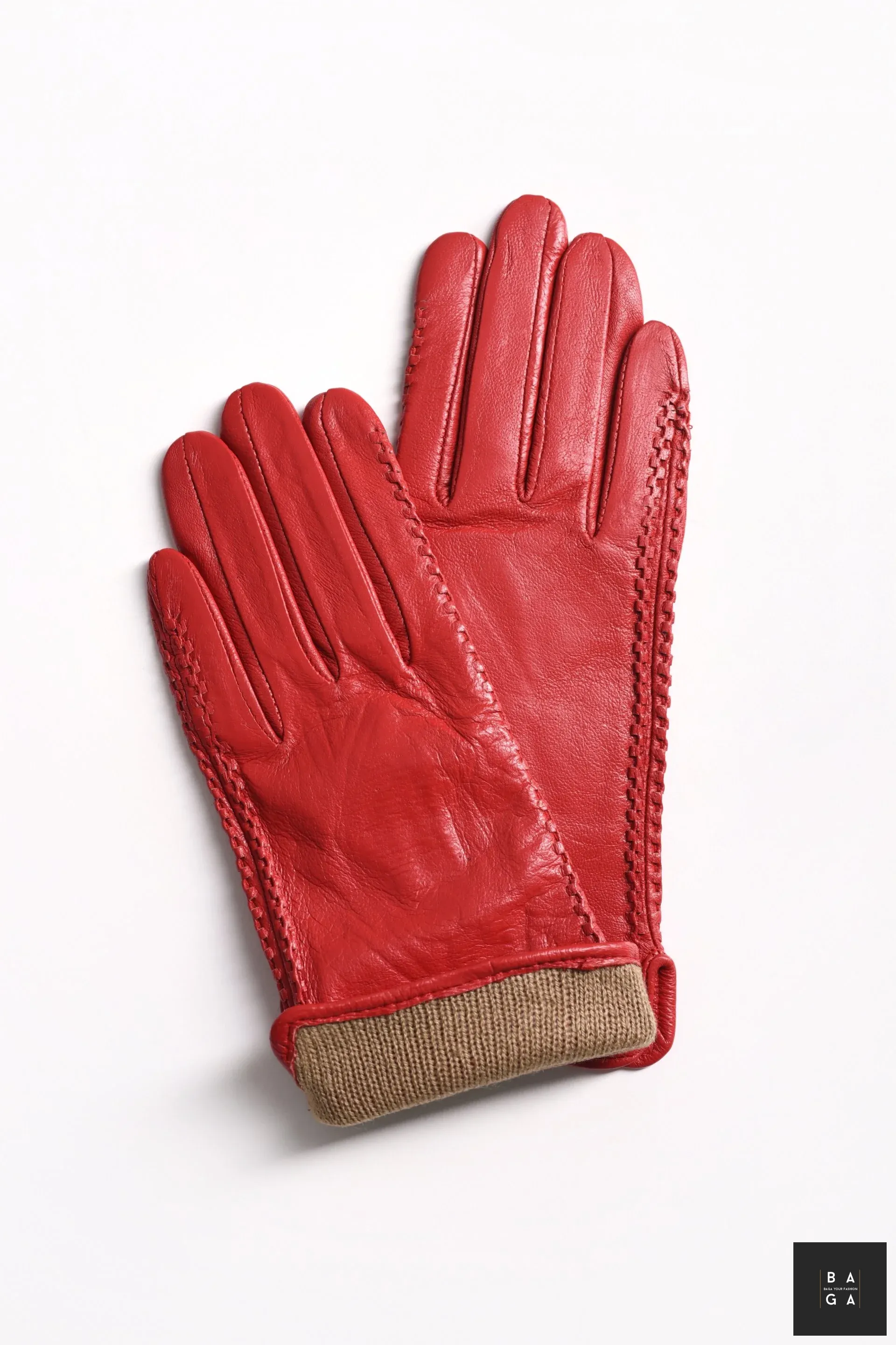 Ръкавици Дамски ръкавици от естествена кожа в червен цвят