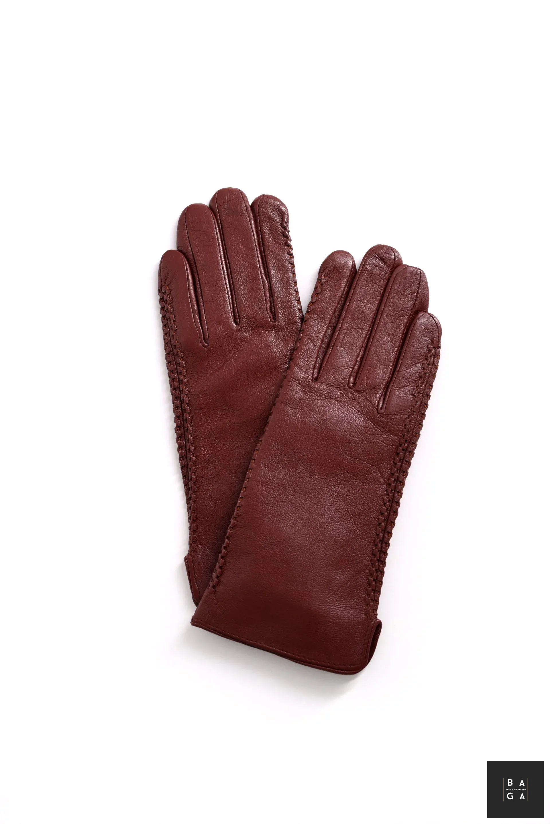 Ръкавици Дамски ръкавици от естествена кожа в тъмно кафяв цвят