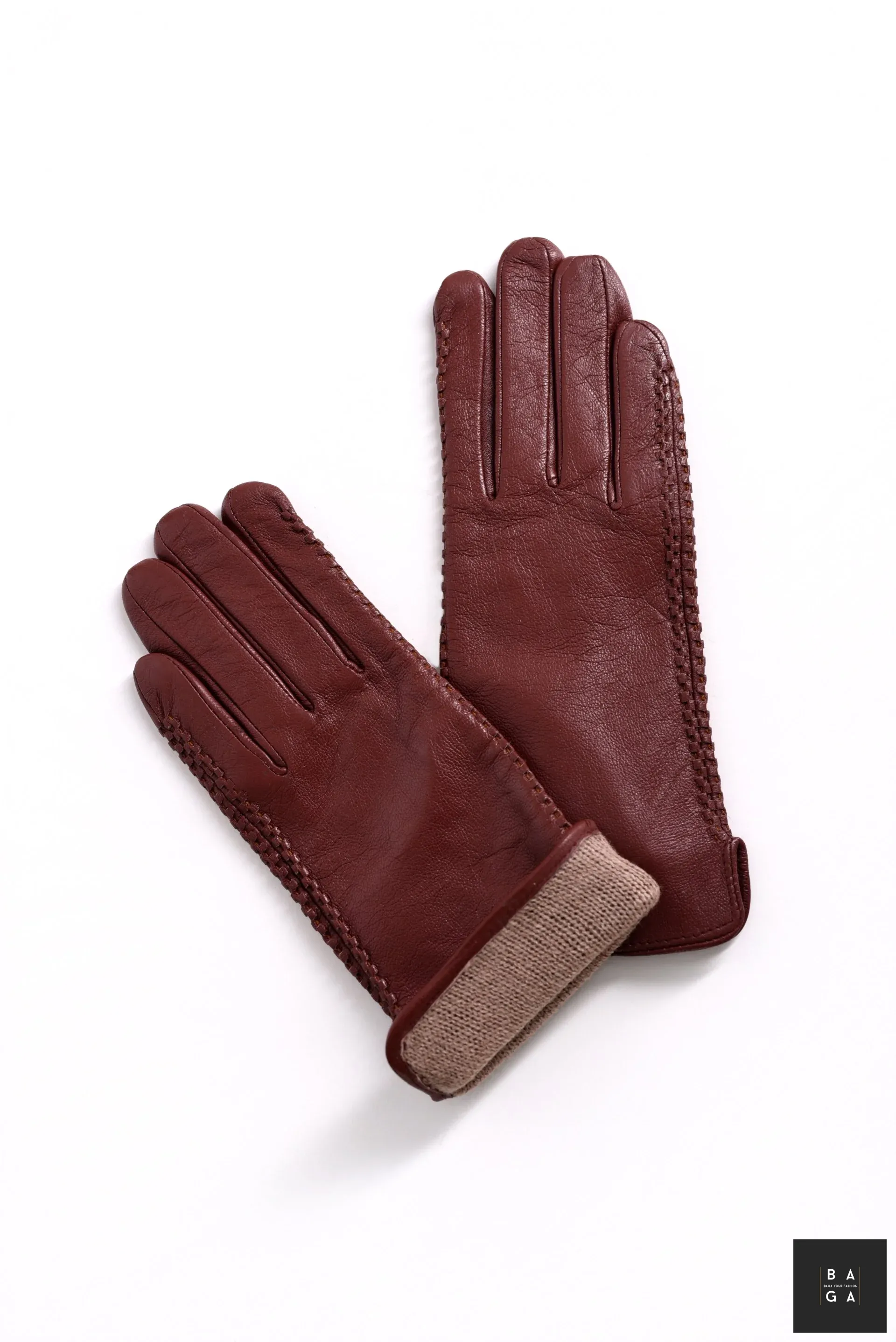 Ръкавици Дамски ръкавици от естествена кожа в тъмно кафяв цвят