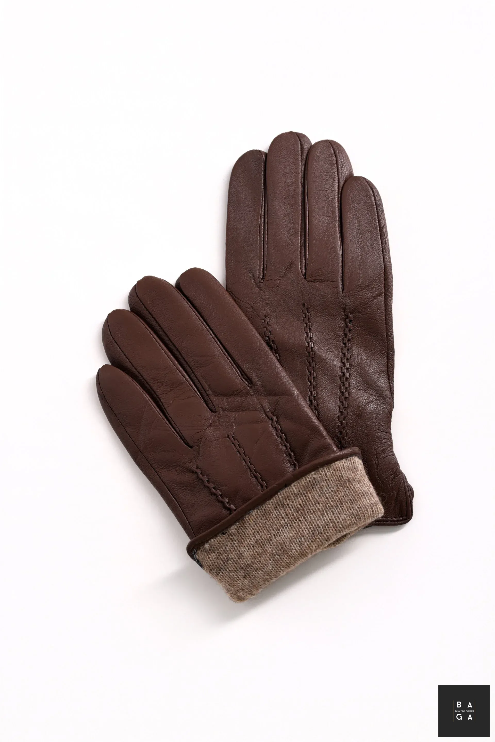 Ръкавици Мъжки ръкавици от естествена кожа в кафяв цвят