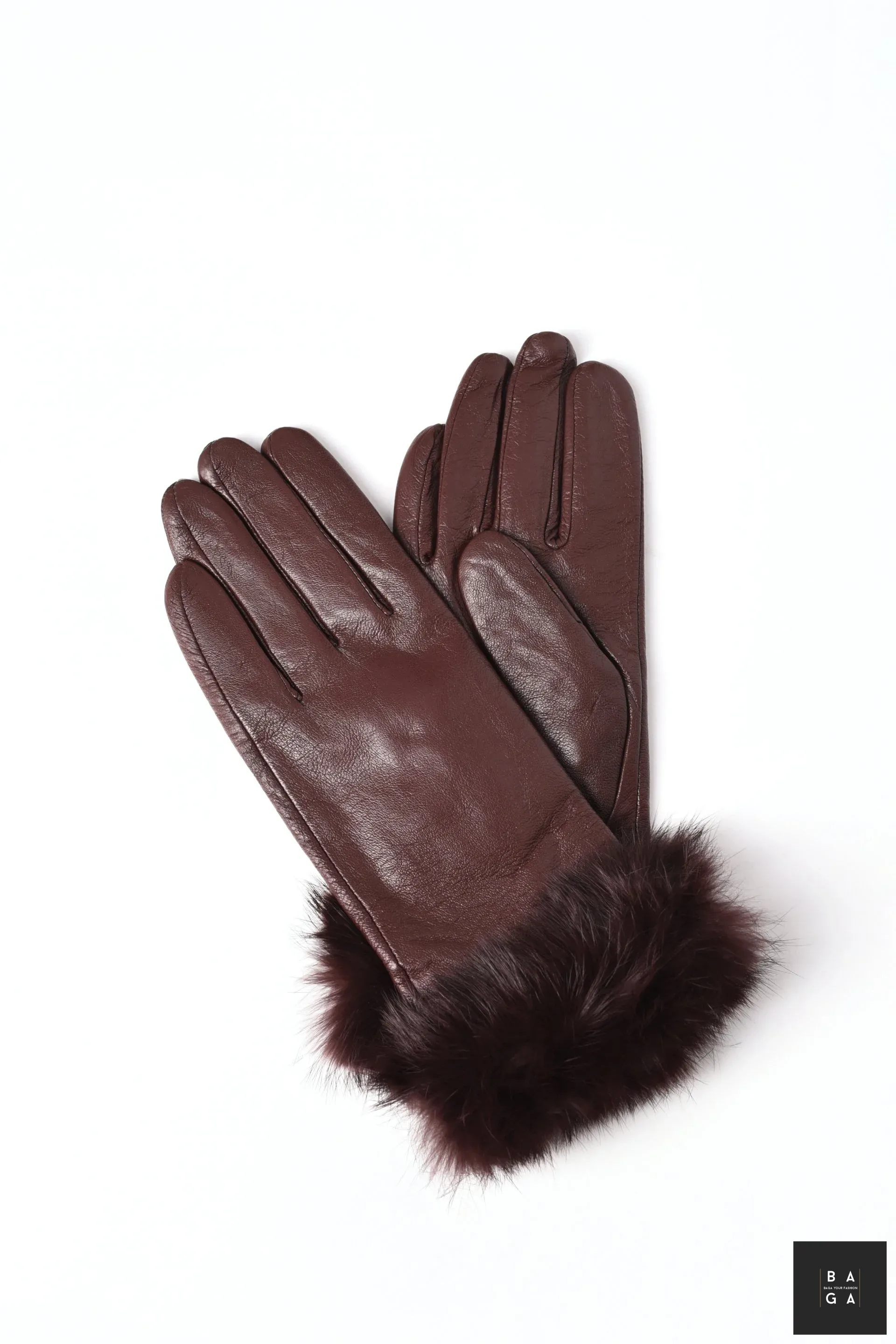 Ръкавици Дамски ръкавици от естествена кожа в кафяв цвят с пух