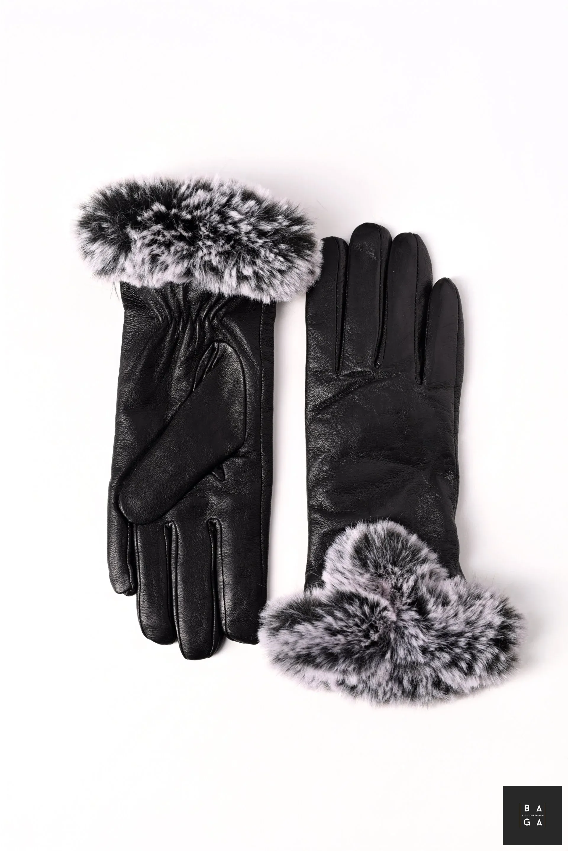 Ръкавици Дамски ръкавици от естествена кожа в черен цвят с пух