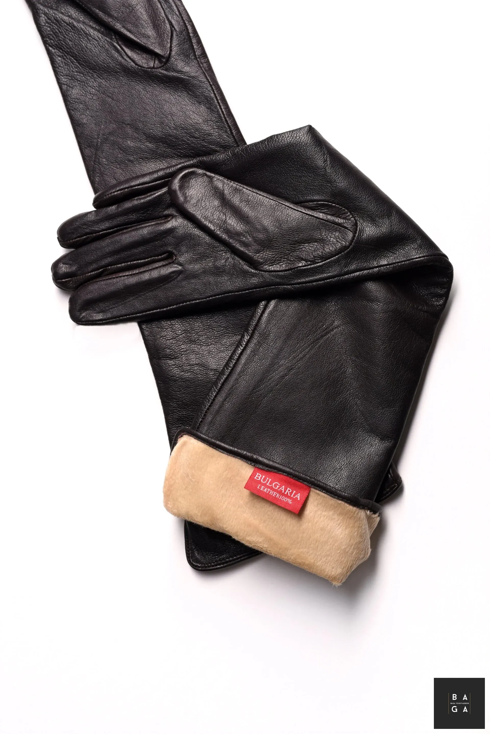 Ръкавици Дамски дълги ръкавици от естествена кожа в тъмно кафяв цвят