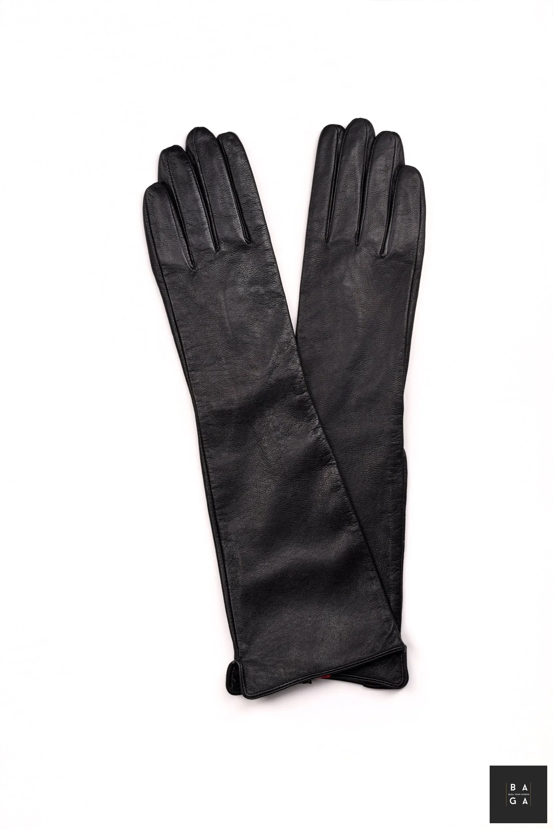 Ръкавици Дамски средни ръкавици от естествена кожа в черен цвят