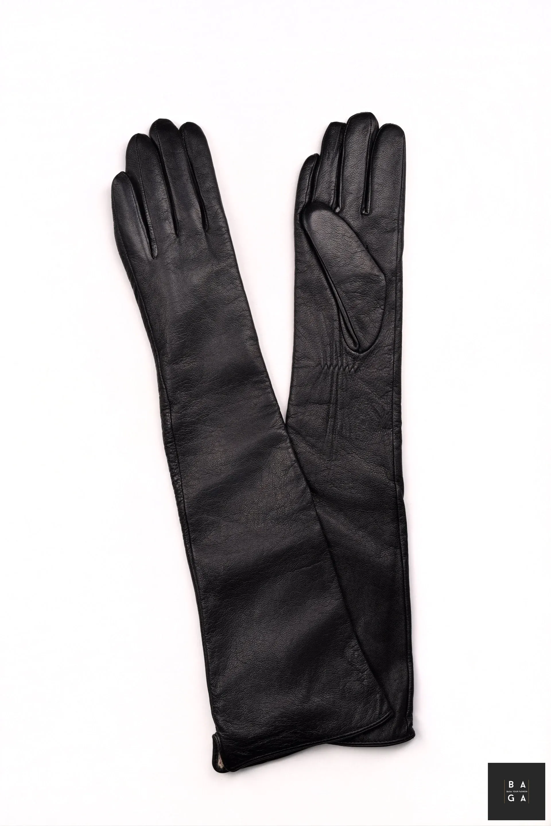 Ръкавици Дамски дълги ръкавици от естествена кожа в черен цвят