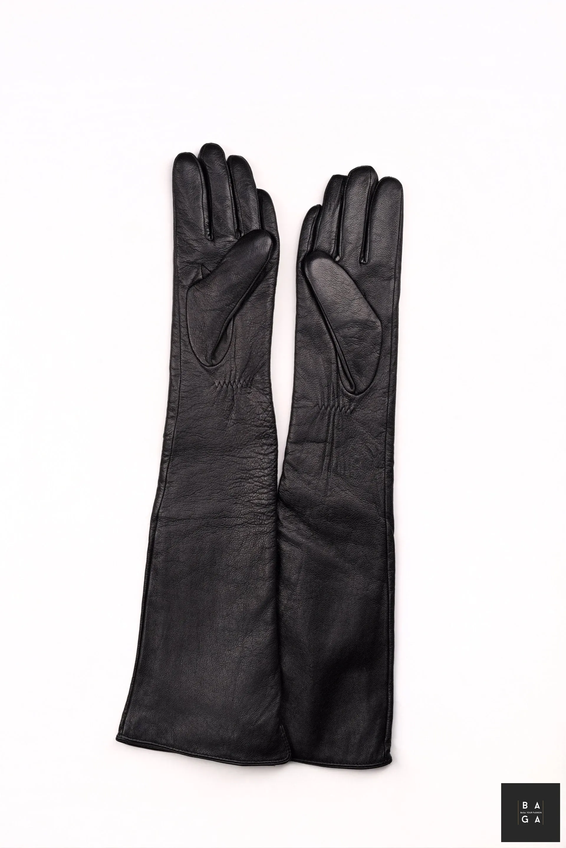 Ръкавици Дамски дълги ръкавици от естествена кожа в черен цвят