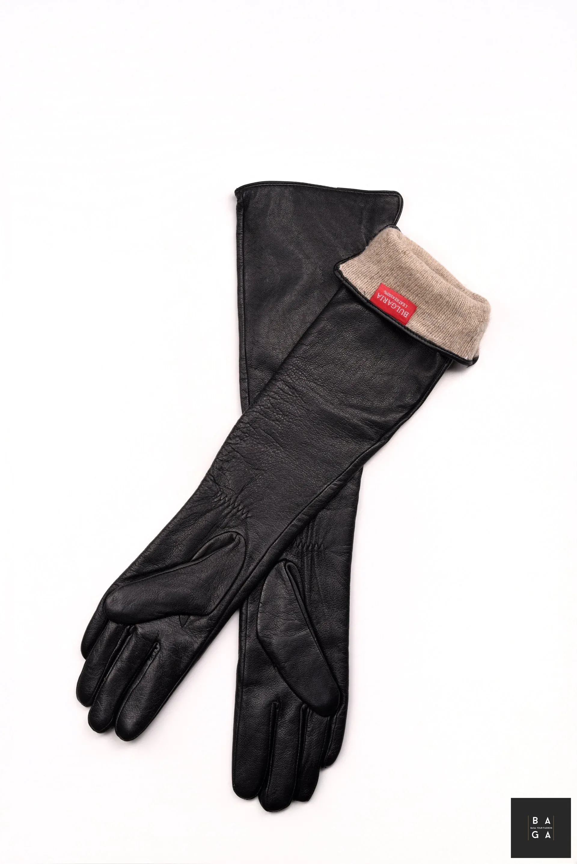 Ръкавици Дамски дълги ръкавици от естествена кожа в черен цвят