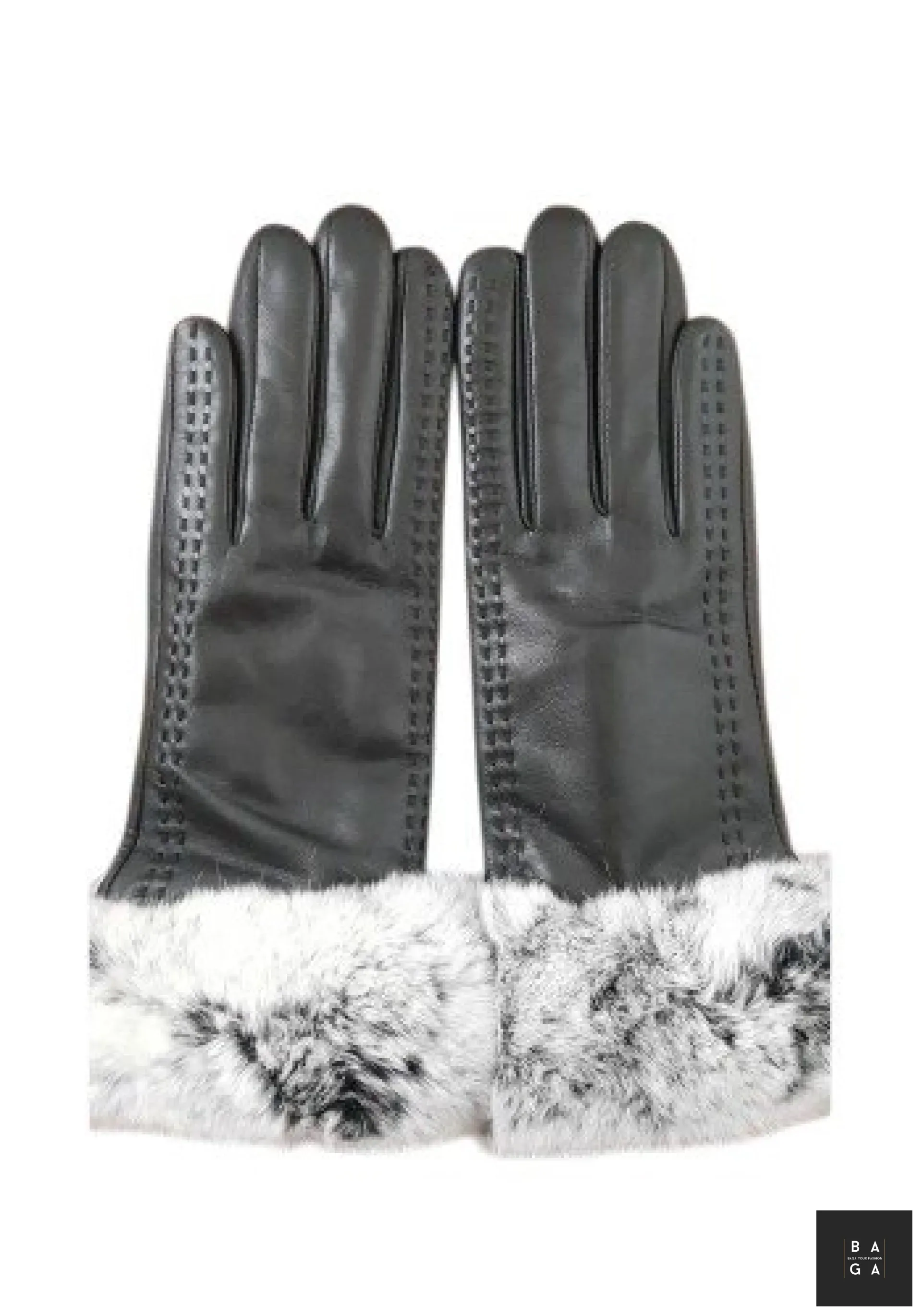 Ръкавици Дамски ръкавици от луксозна естествена кожа в черно със заешки пух