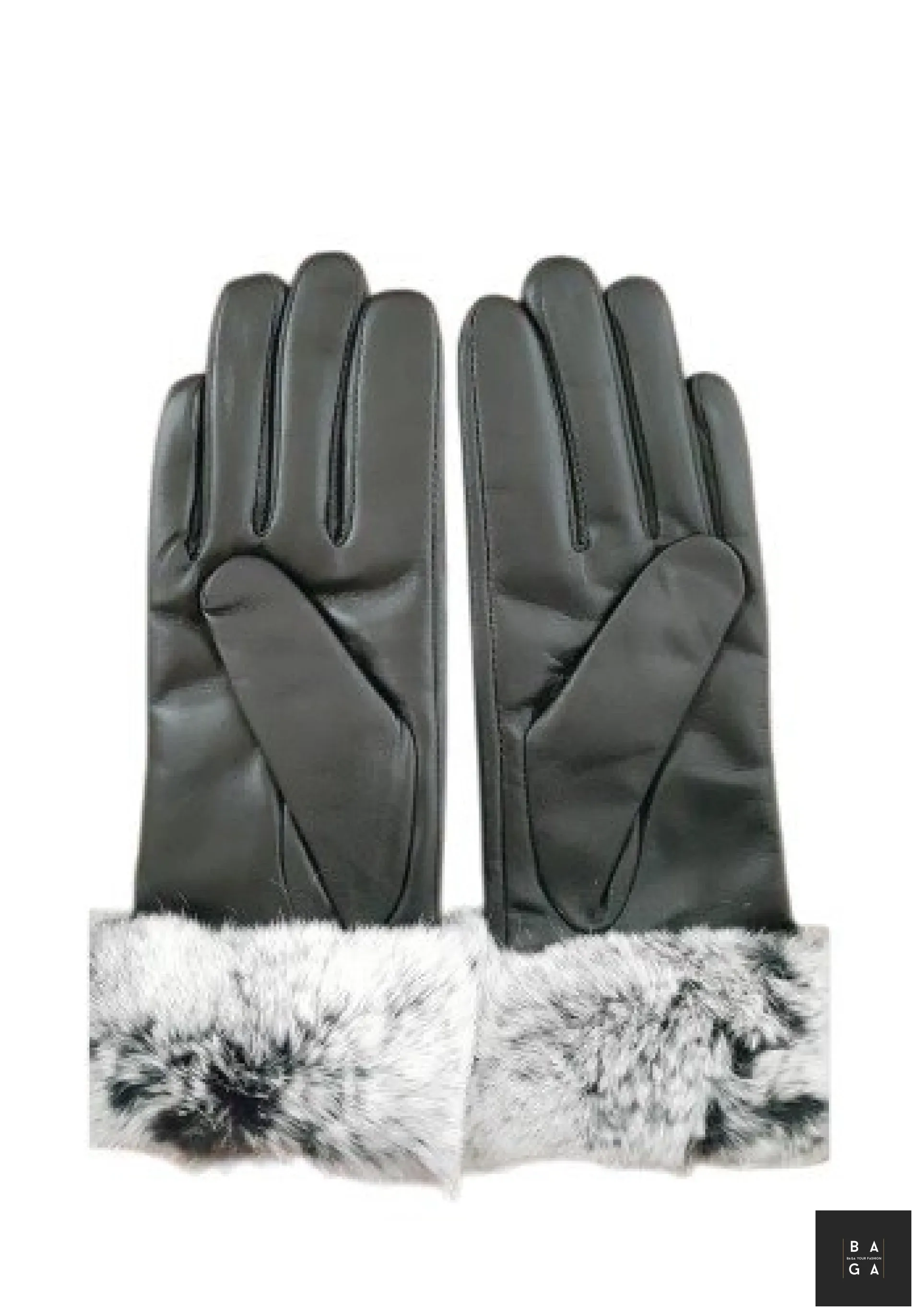 Ръкавици Дамски ръкавици от луксозна естествена кожа в черно със заешки пух