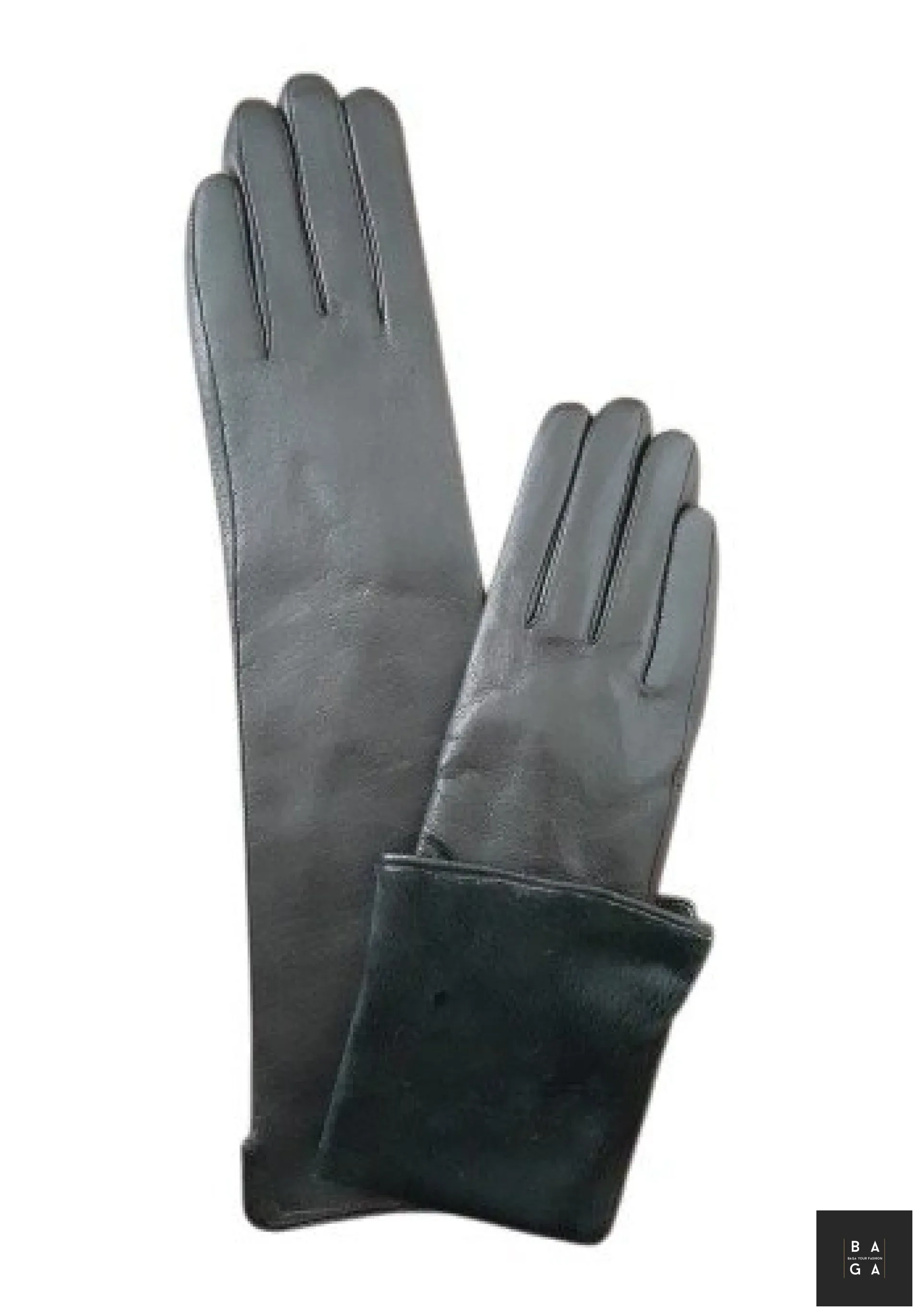 Ръкавици Дамски дълги ръкавици от естествена кожа в черно