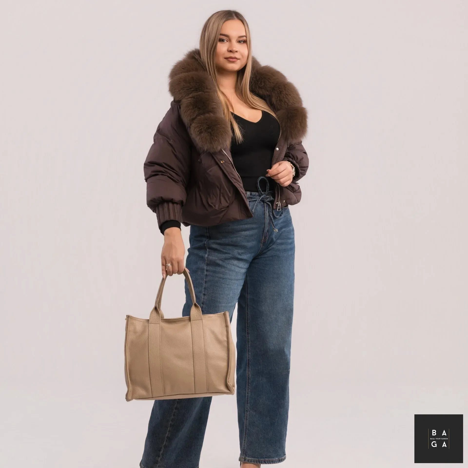 Големи чанти Дамска чанта от естествена кожа Серена