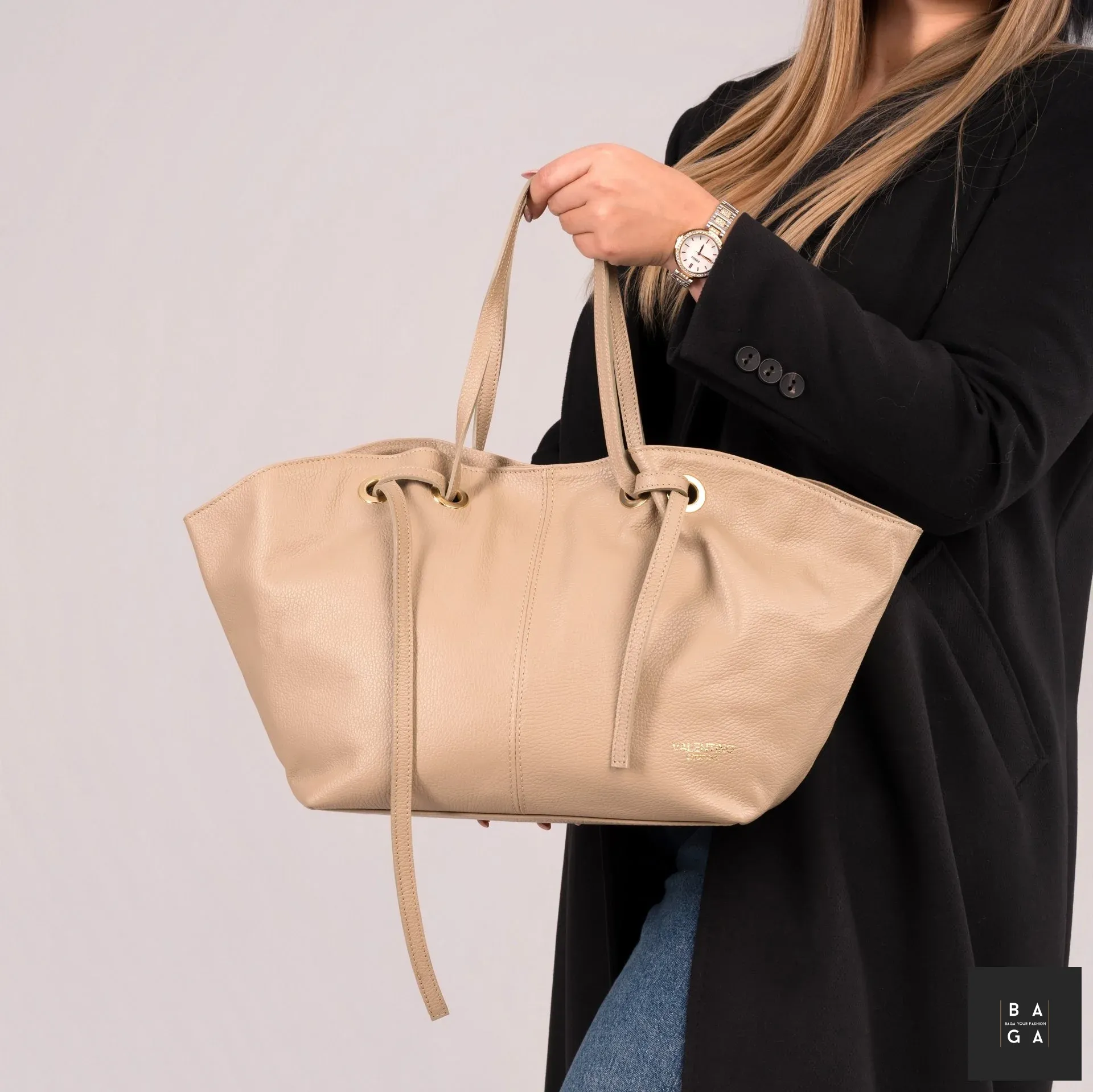 Големи чанти Дамска чанта от естествена кожа Авелин