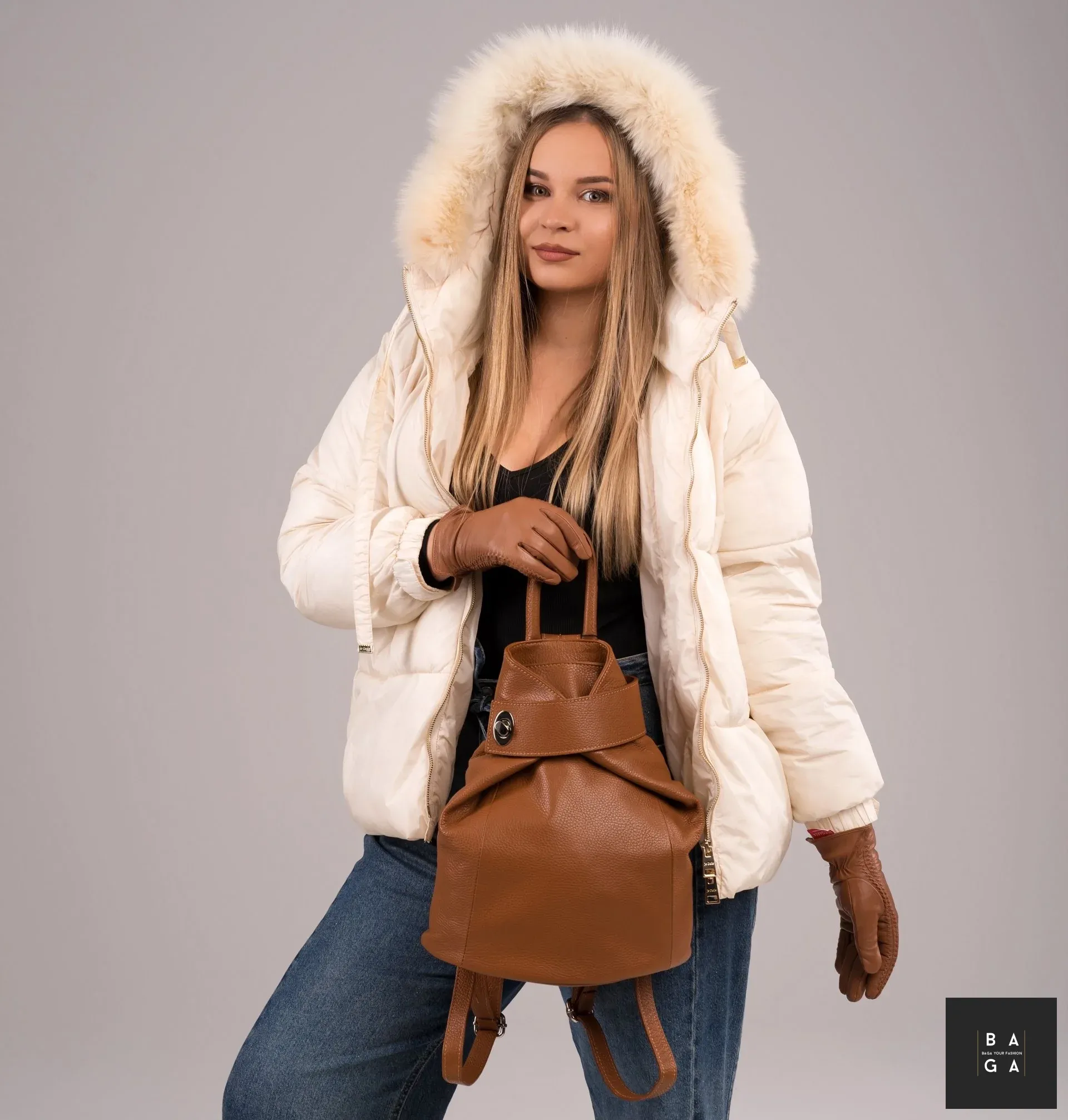 Раници Дамска раница от естествена кожа Салма