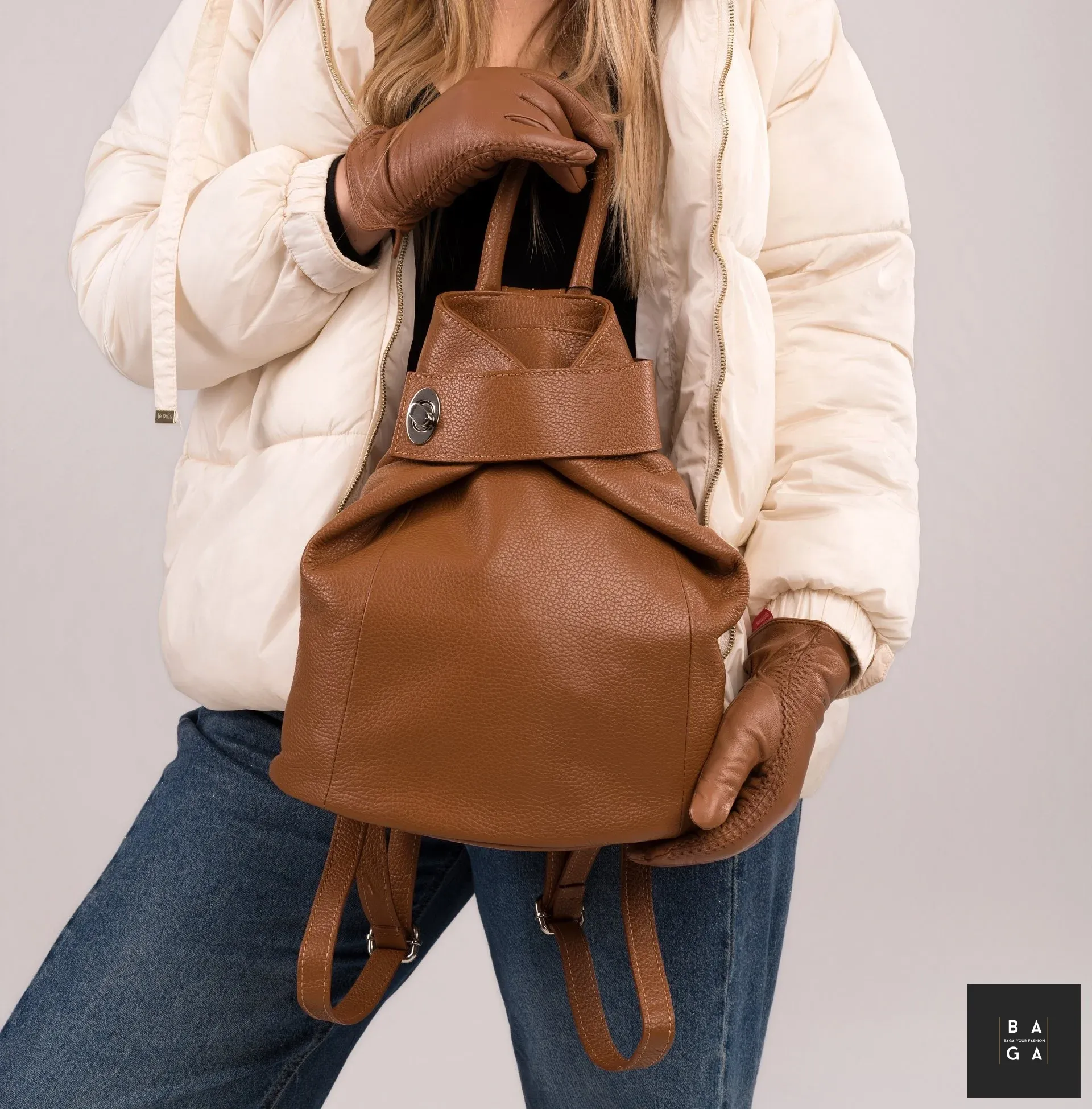 Раници Дамска раница от естествена кожа Салма