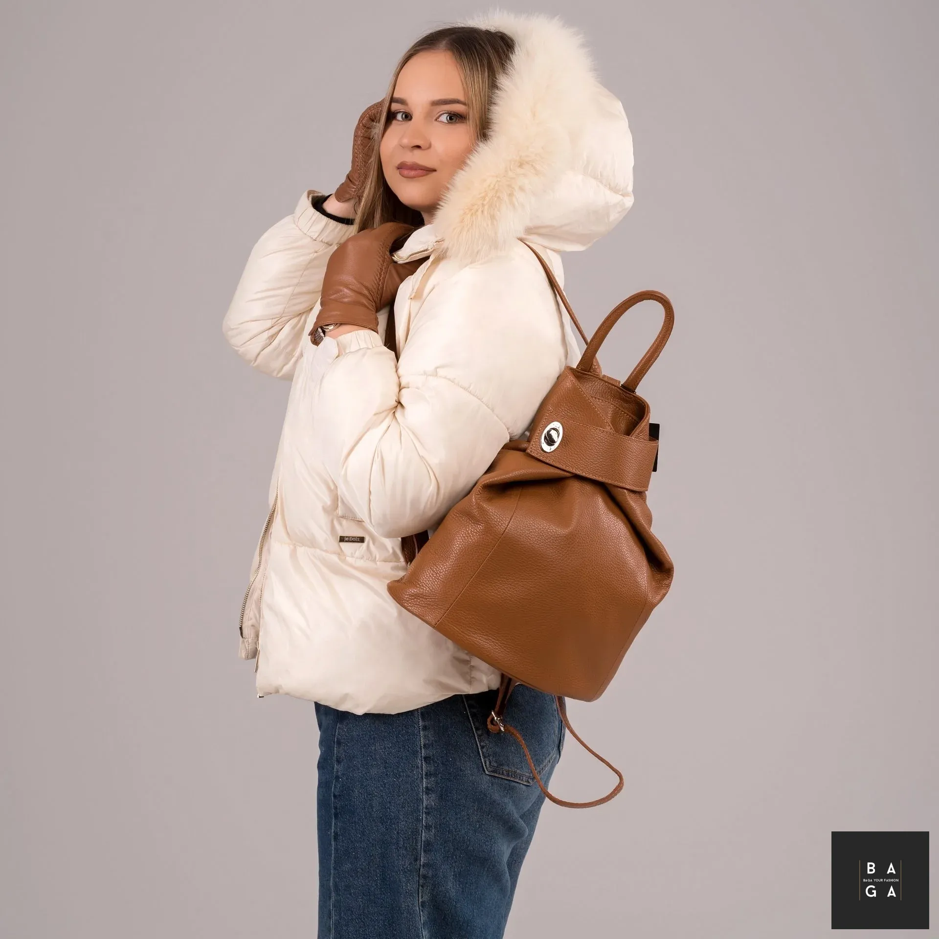 Раници Дамска раница от естествена кожа Салма