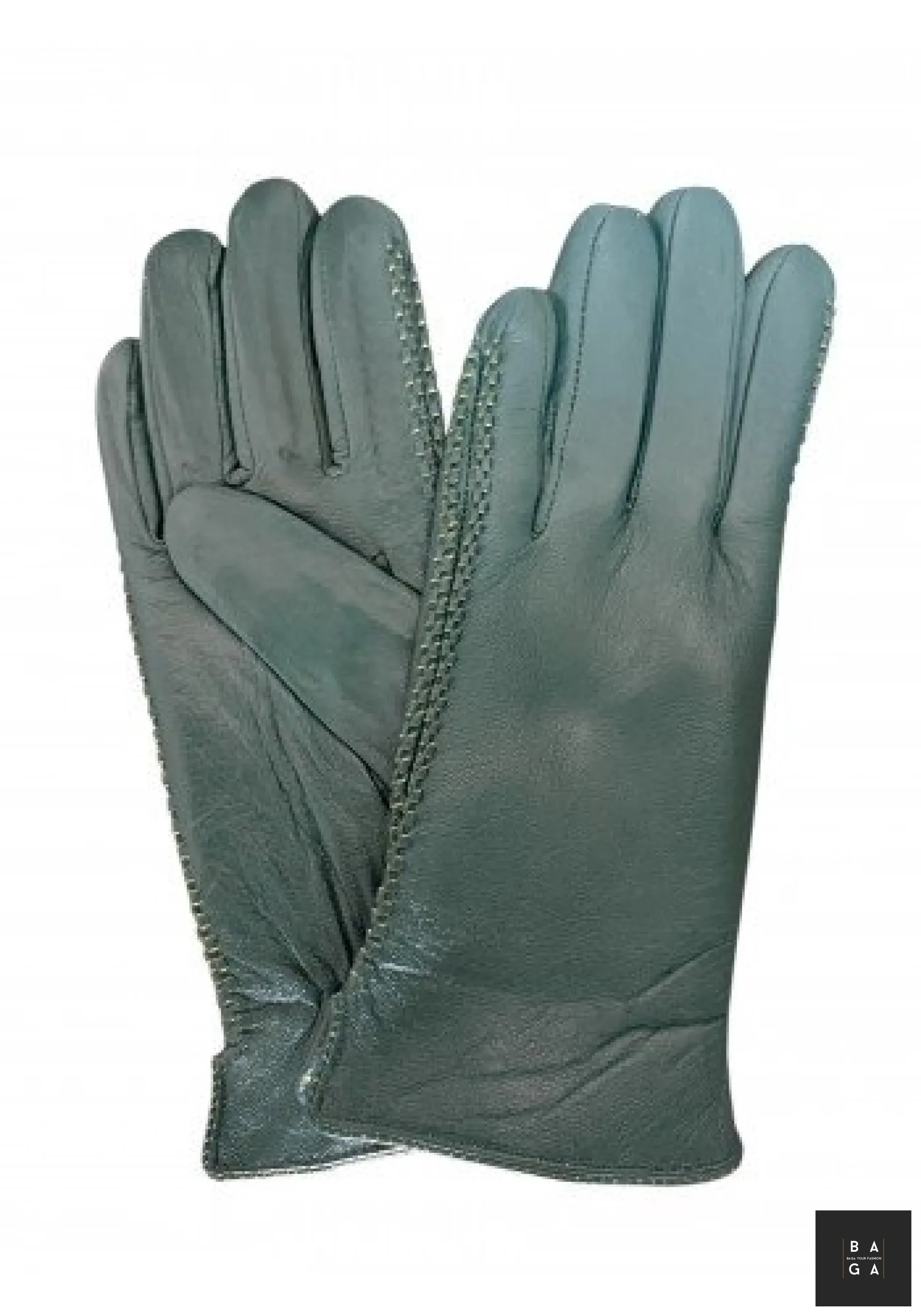 Ръкавици Дамски ръкавици от естествена кожа в зелено с плетен хастар