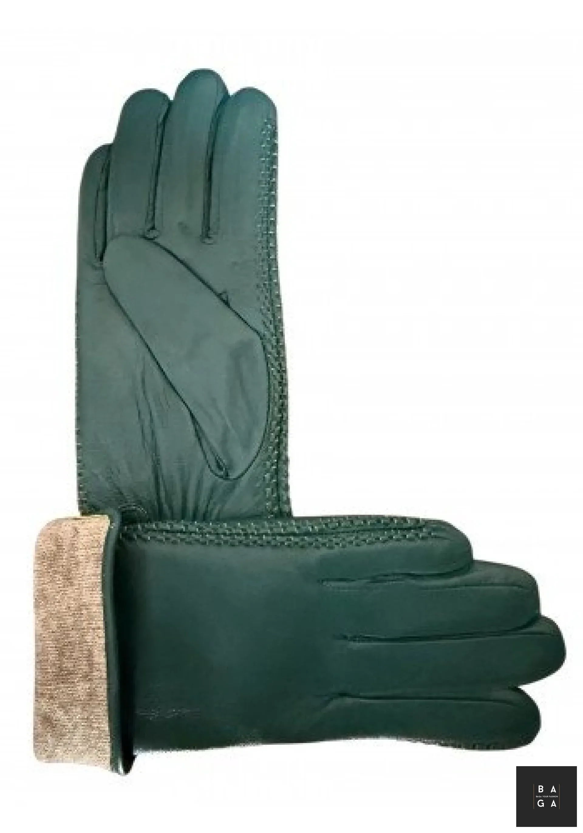 Ръкавици Дамски ръкавици от естествена кожа в зелено с плетен хастар