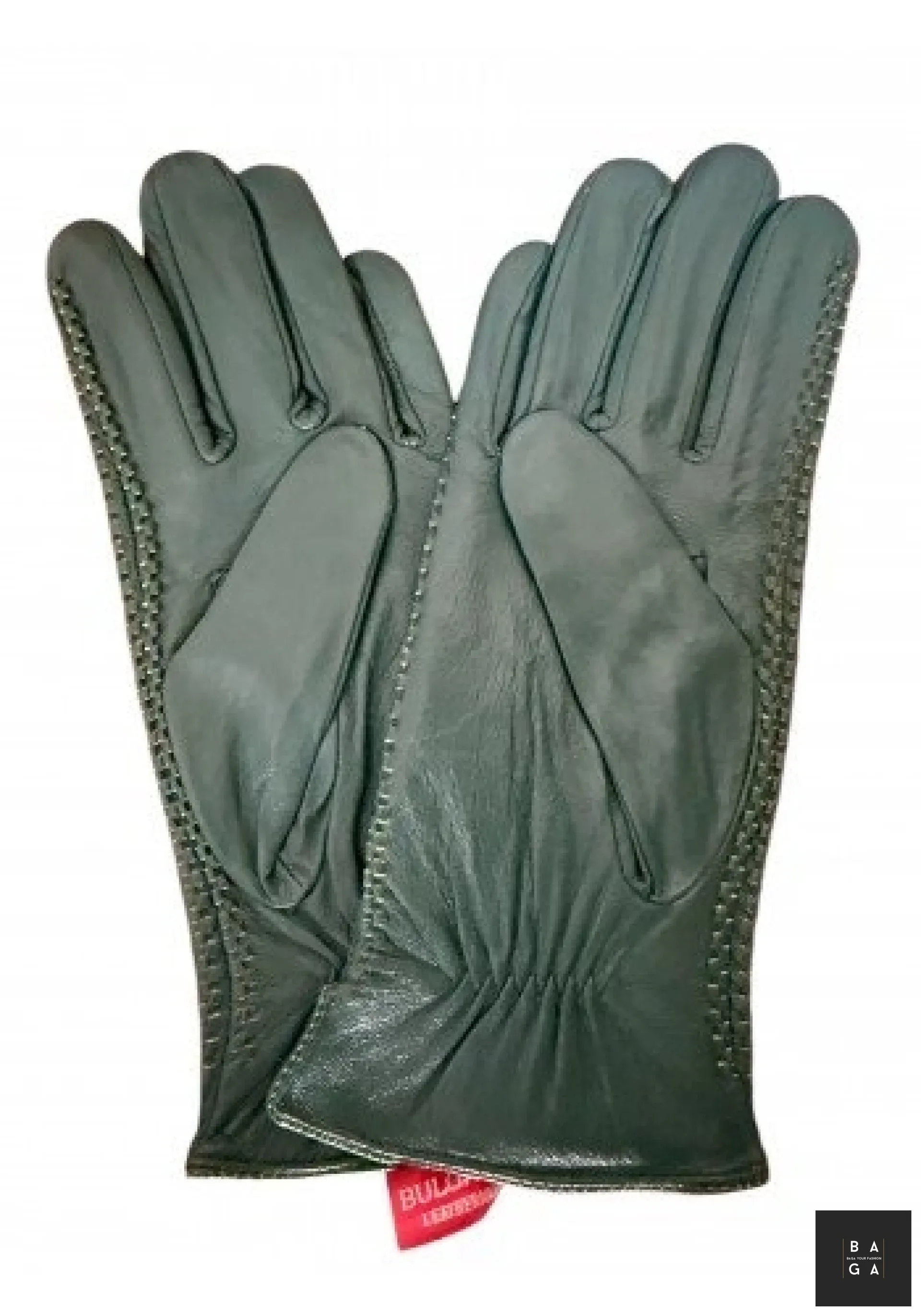 Ръкавици Дамски ръкавици от естествена кожа в зелено с плетен хастар