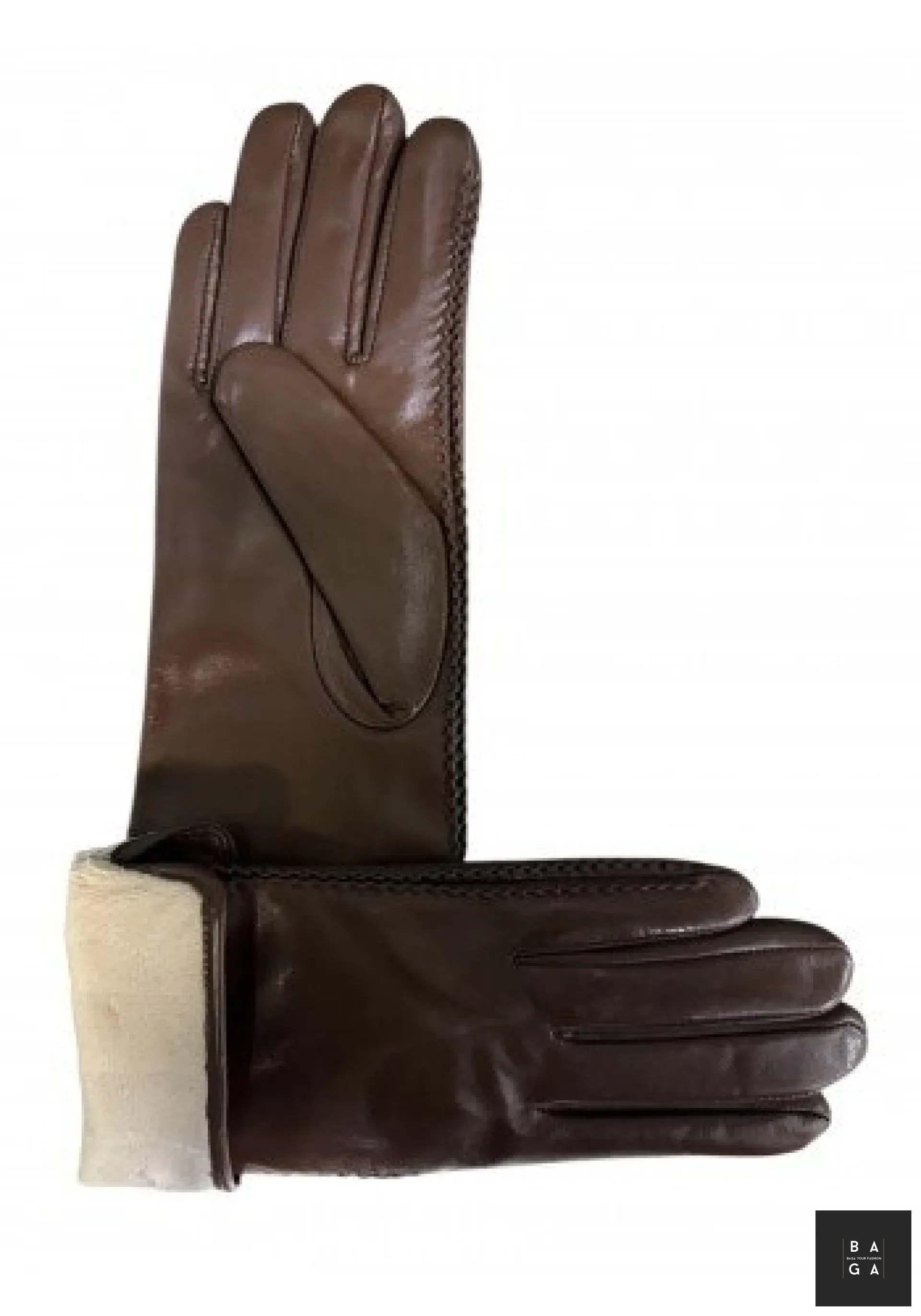 Ръкавици Дамски ръкавици от фина - лицева естествена кожа в тъмно кафяво с плюш